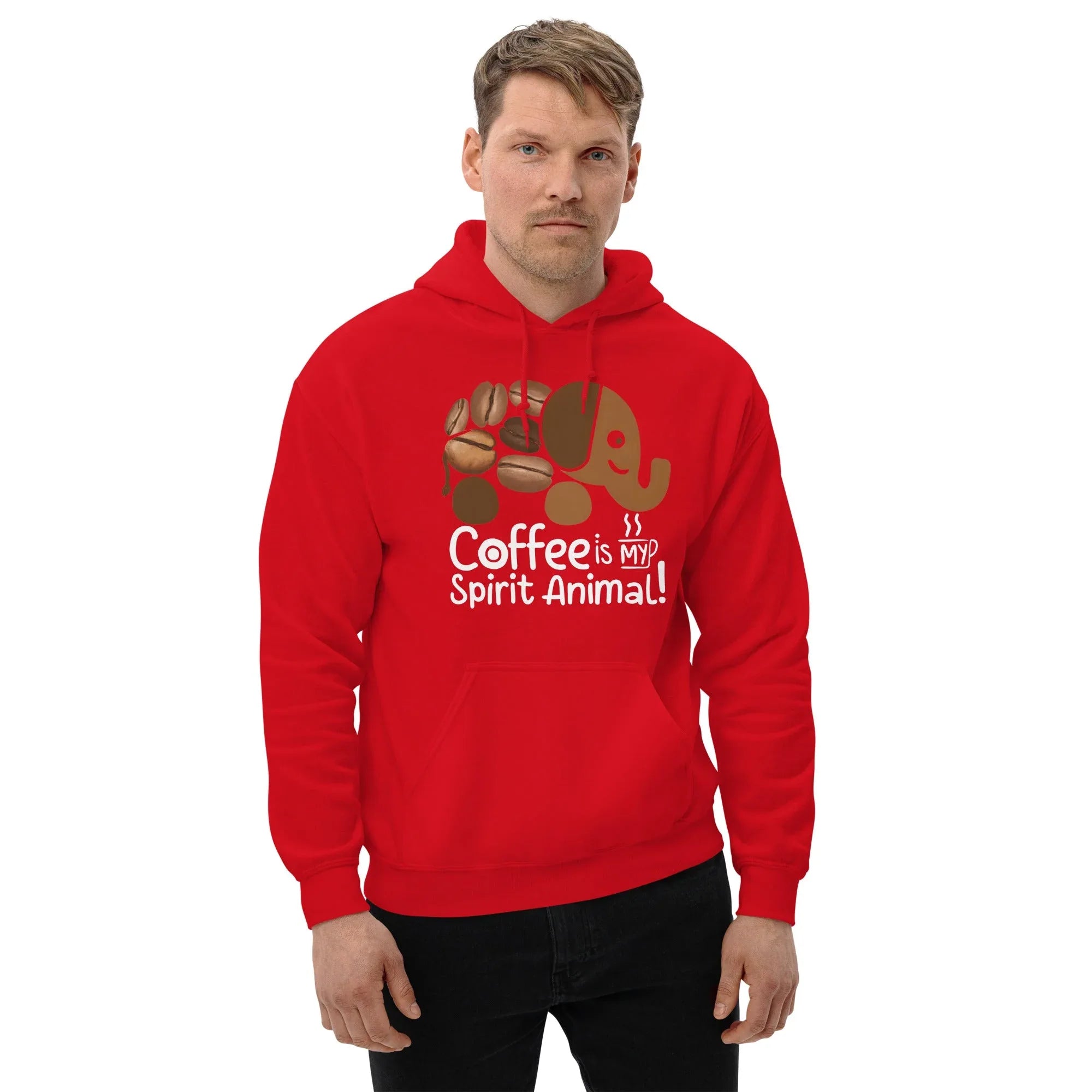 Unisex Hoodie | Coffee Is My Spirit Animal hoodie AwRans Clothing unisex-heavy-blend-hoodie-red-front-681635a52cf33