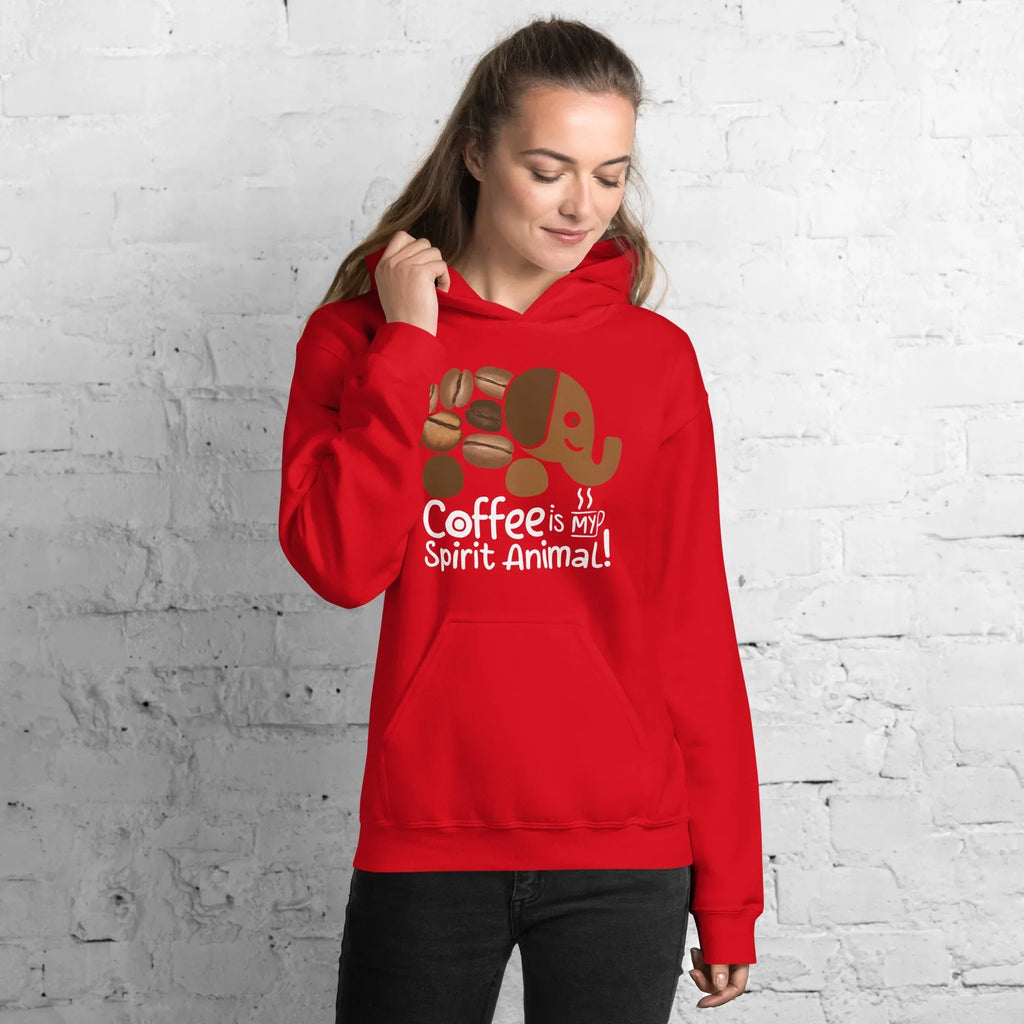 Unisex Hoodie | Coffee Is My Spirit Animal hoodie AwRans Clothing unisex-heavy-blend-hoodie-red-front-681635a52f9a1