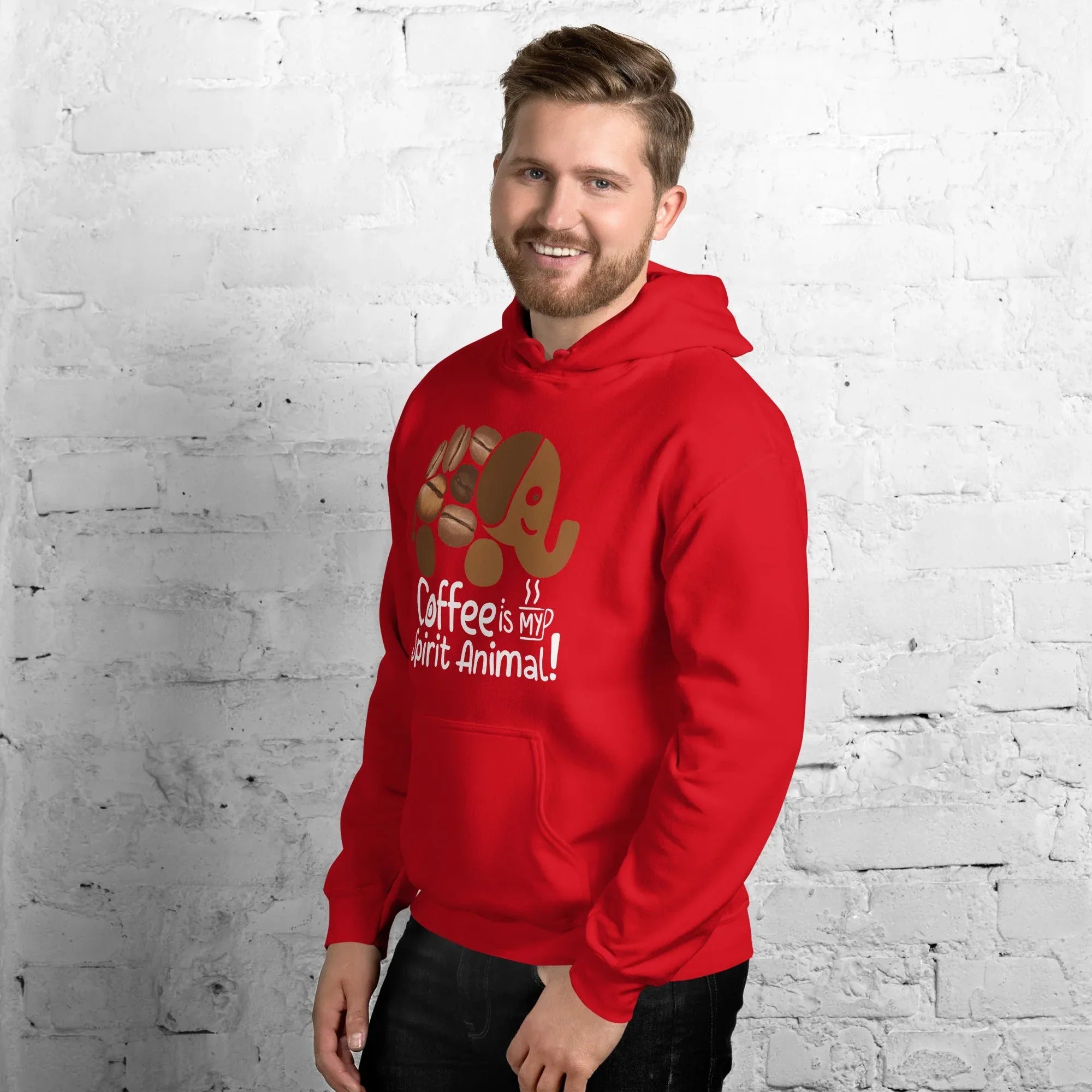Unisex Hoodie | Coffee Is My Spirit Animal hoodie AwRans Clothing unisex-heavy-blend-hoodie-red-left-front-681635a52679d