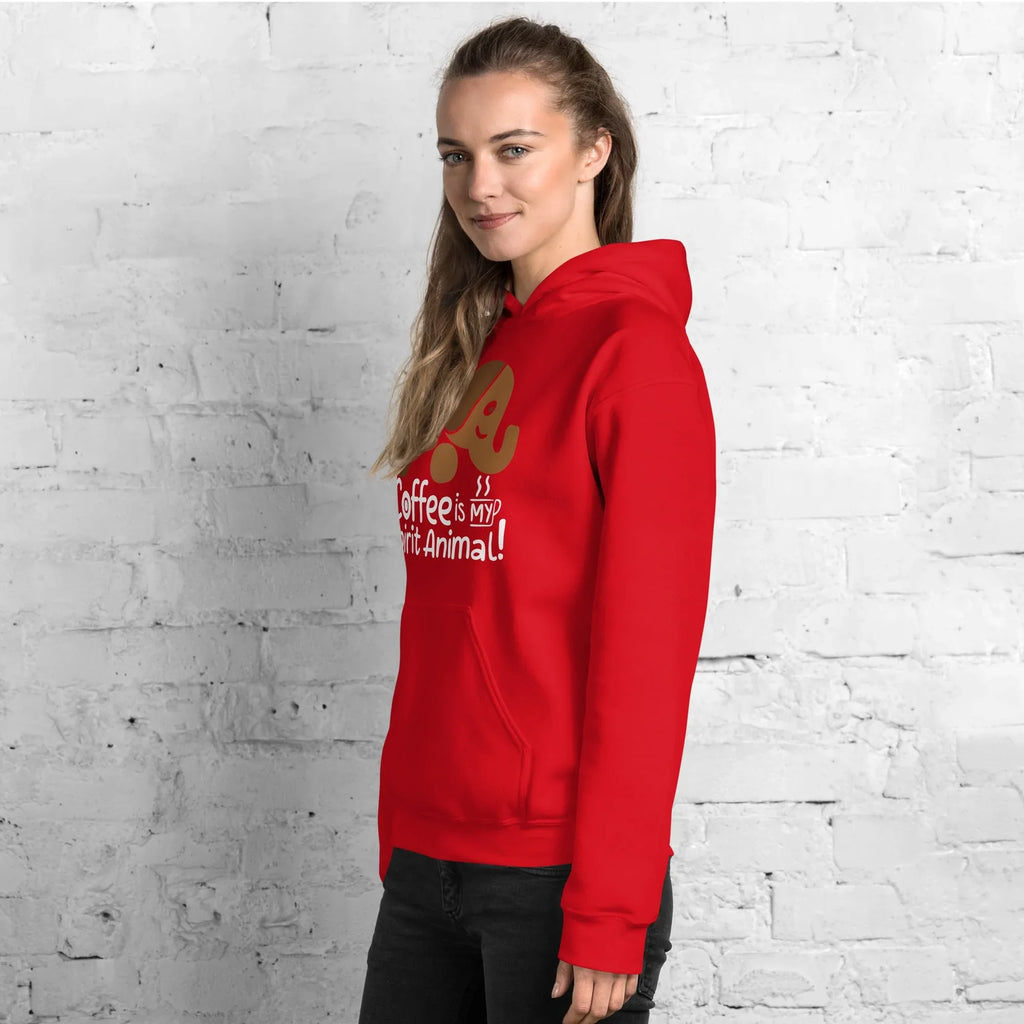 Unisex Hoodie | Coffee Is My Spirit Animal hoodie AwRans Clothing unisex-heavy-blend-hoodie-red-left-front-681635a532d00