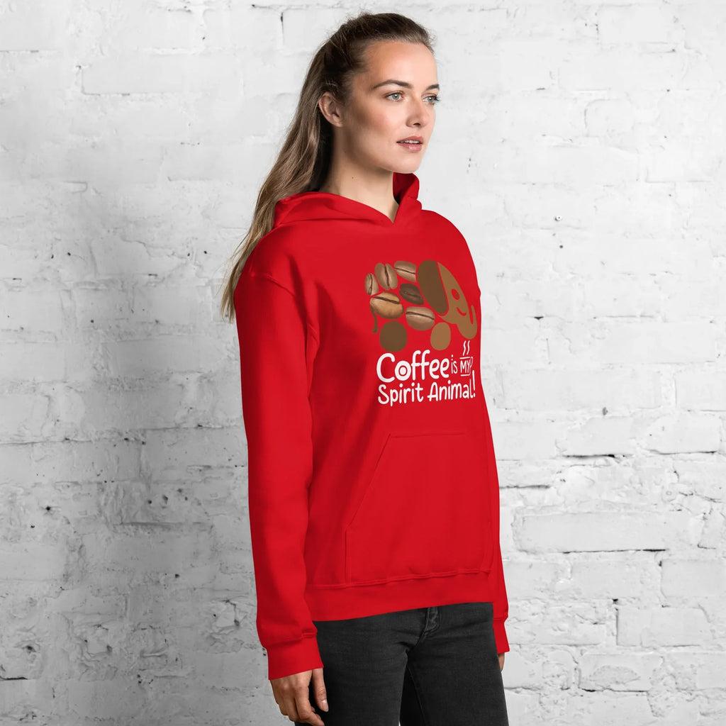Unisex Hoodie | Coffee Is My Spirit Animal hoodie AwRans Clothing unisex-heavy-blend-hoodie-red-right-front-681635a5380b9