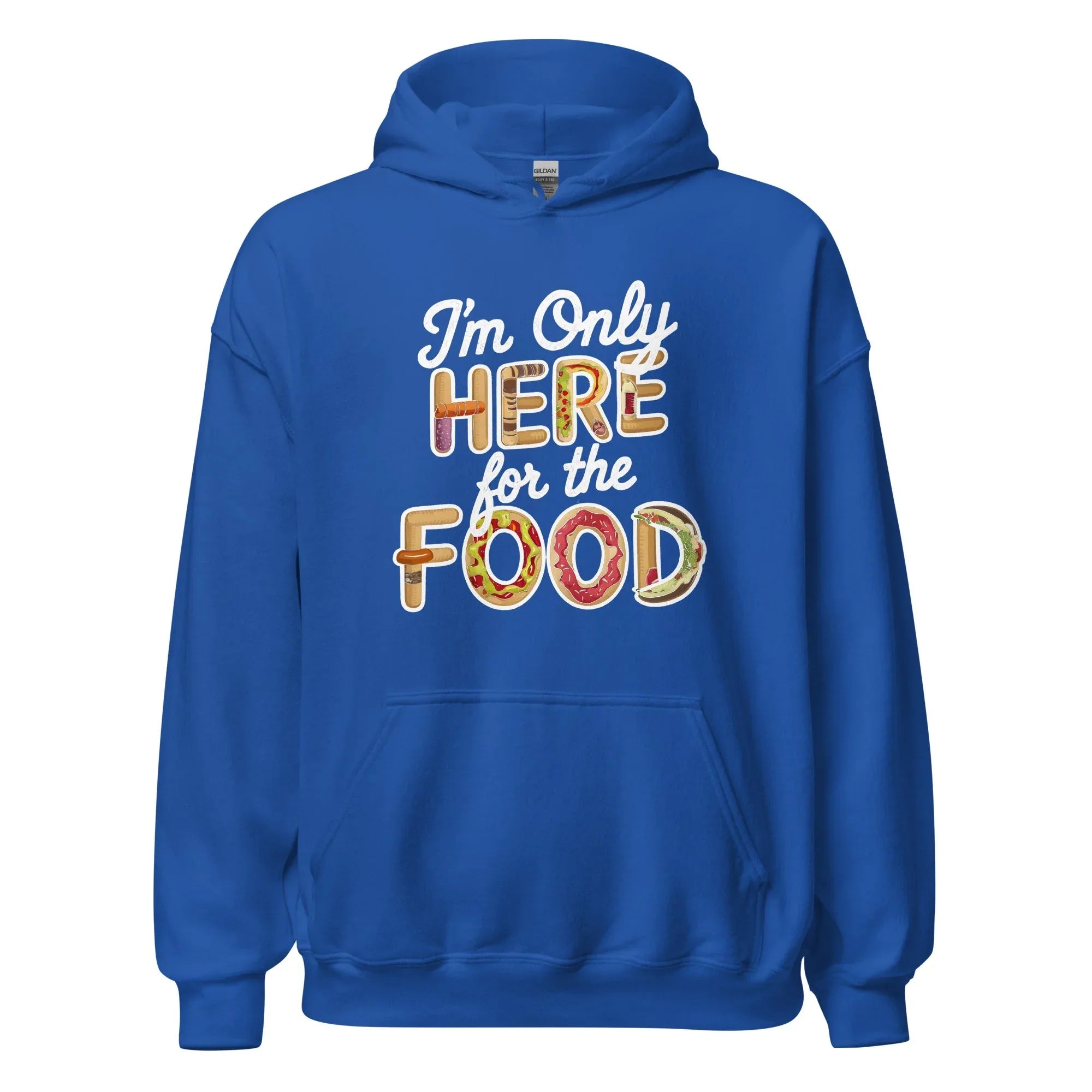 Unisex | I'm Only Here For The Food Hoodie Royal hoodie AwRans Clothing unisex-heavy-blend-hoodie-royal-front-666586136eae3