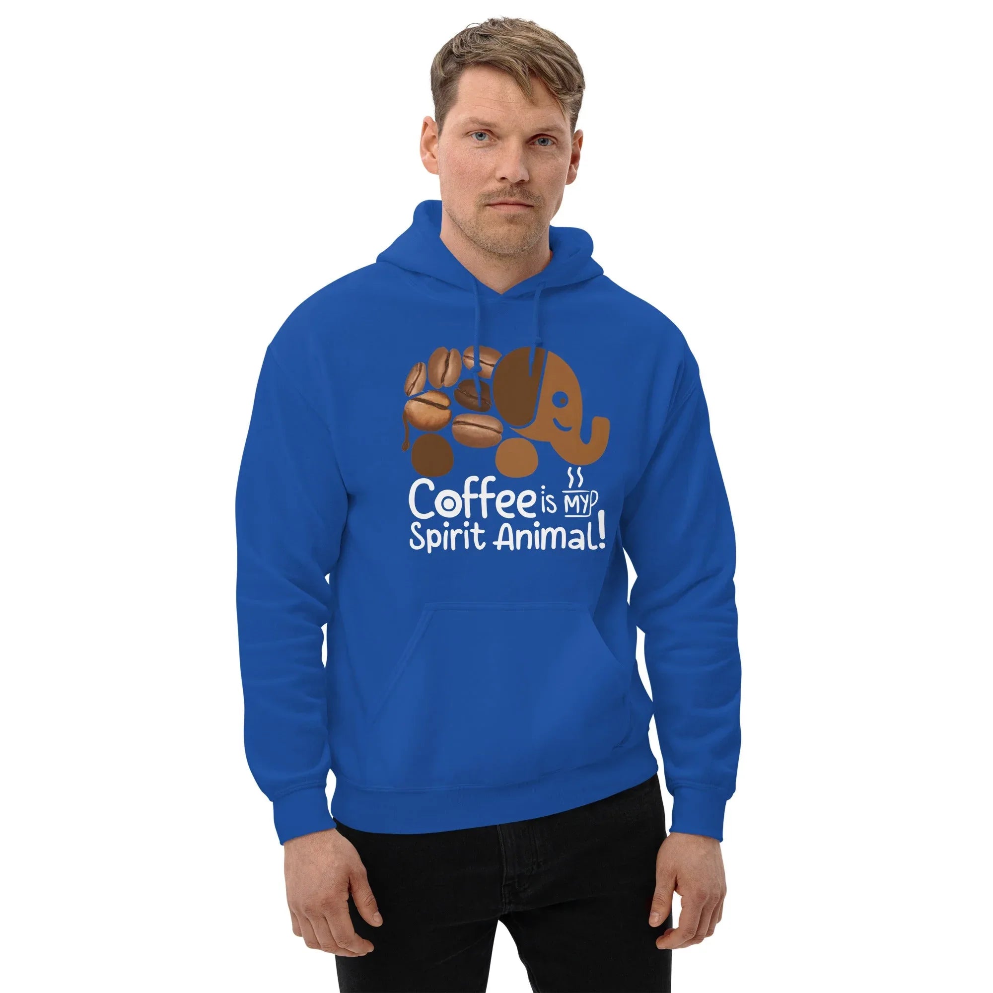 Unisex Hoodie | Coffee Is My Spirit Animal hoodie AwRans Clothing unisex-heavy-blend-hoodie-royal-front-681635a67839c