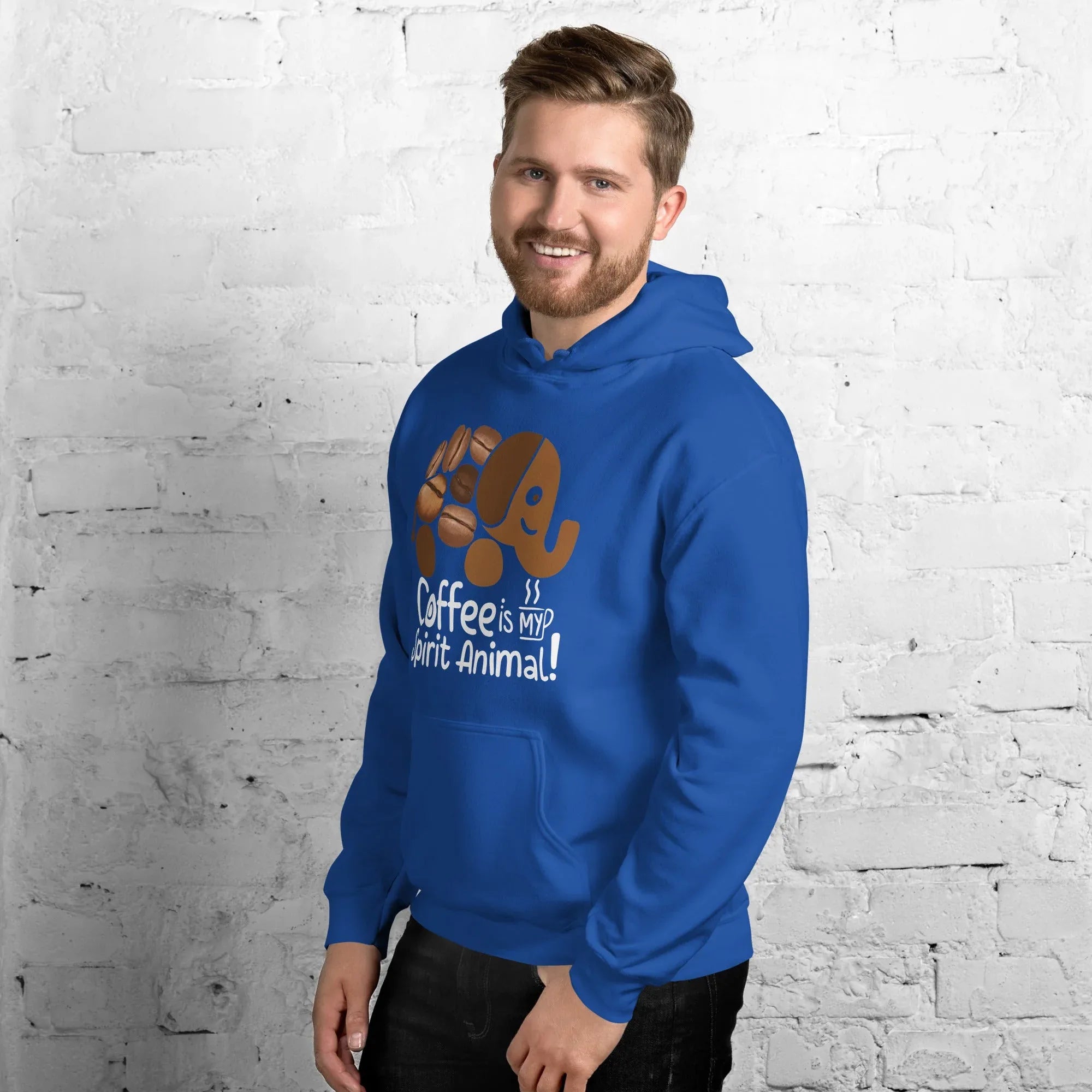Unisex Hoodie | Coffee Is My Spirit Animal hoodie AwRans Clothing unisex-heavy-blend-hoodie-royal-left-front-681635a672b13