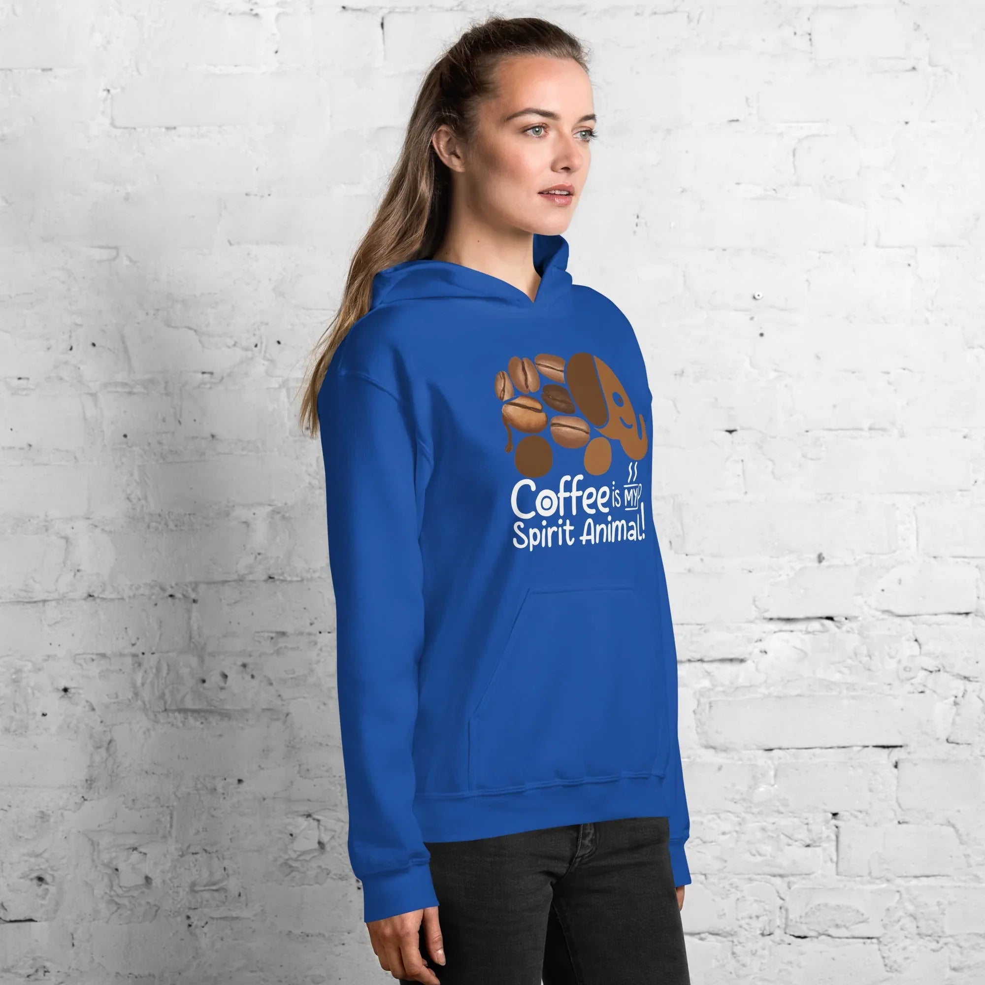 Unisex Hoodie | Coffee Is My Spirit Animal hoodie AwRans Clothing unisex-heavy-blend-hoodie-royal-right-front-681635a66453a