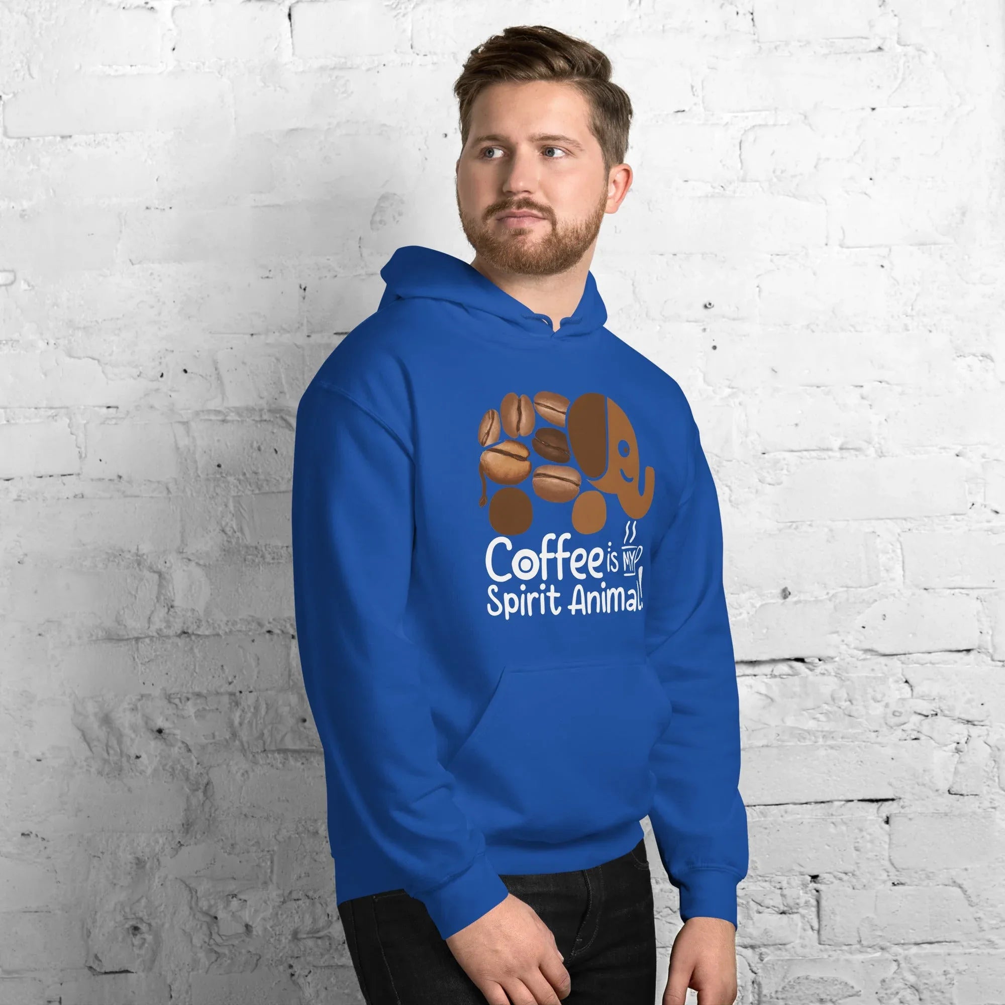 Unisex Hoodie | Coffee Is My Spirit Animal hoodie AwRans Clothing unisex-heavy-blend-hoodie-royal-right-front-681635a66a30a