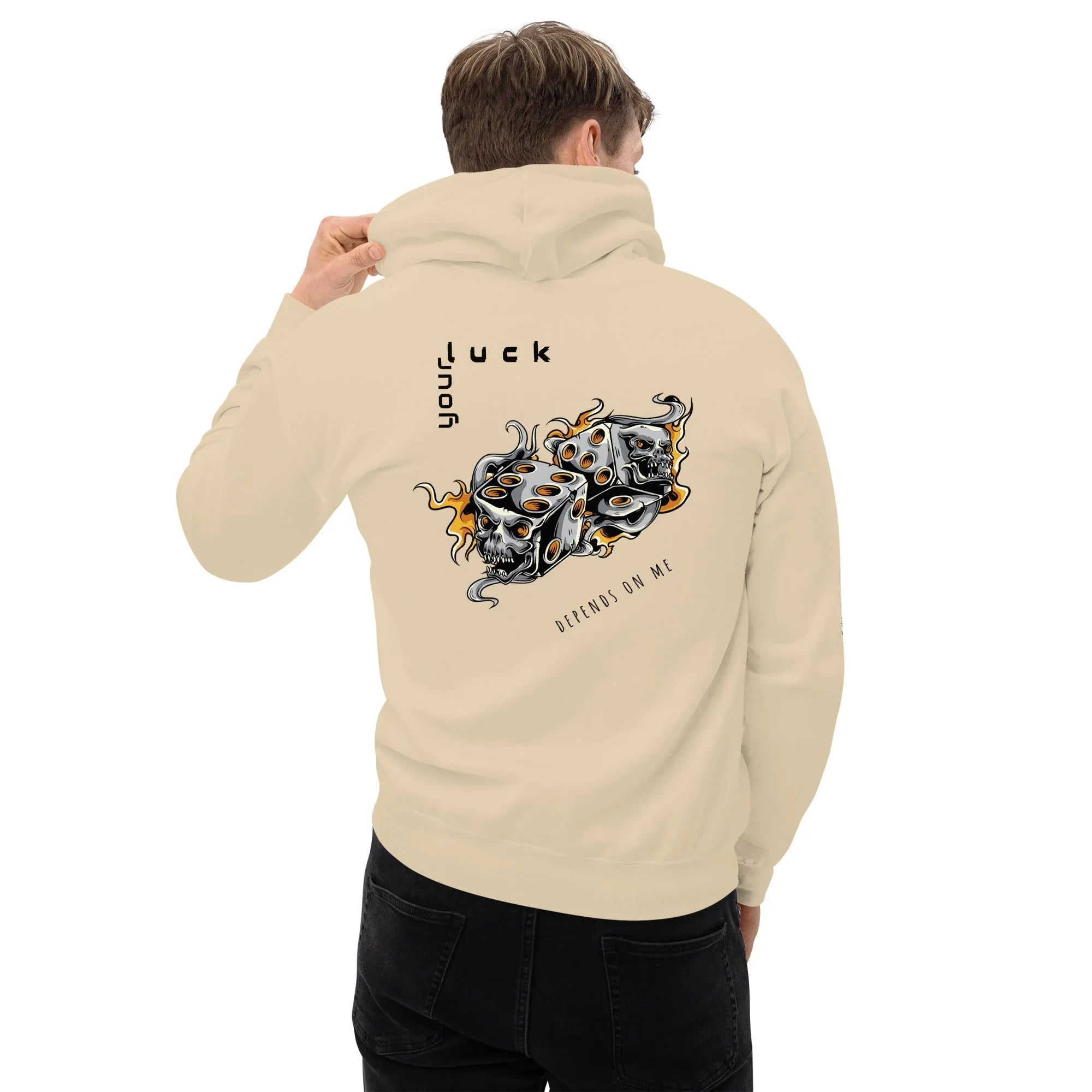Men's | Your Luck Depends On Me Hoodie hoodie AwRans Clothing unisex-heavy-blend-hoodie-sand-back-664037938591f