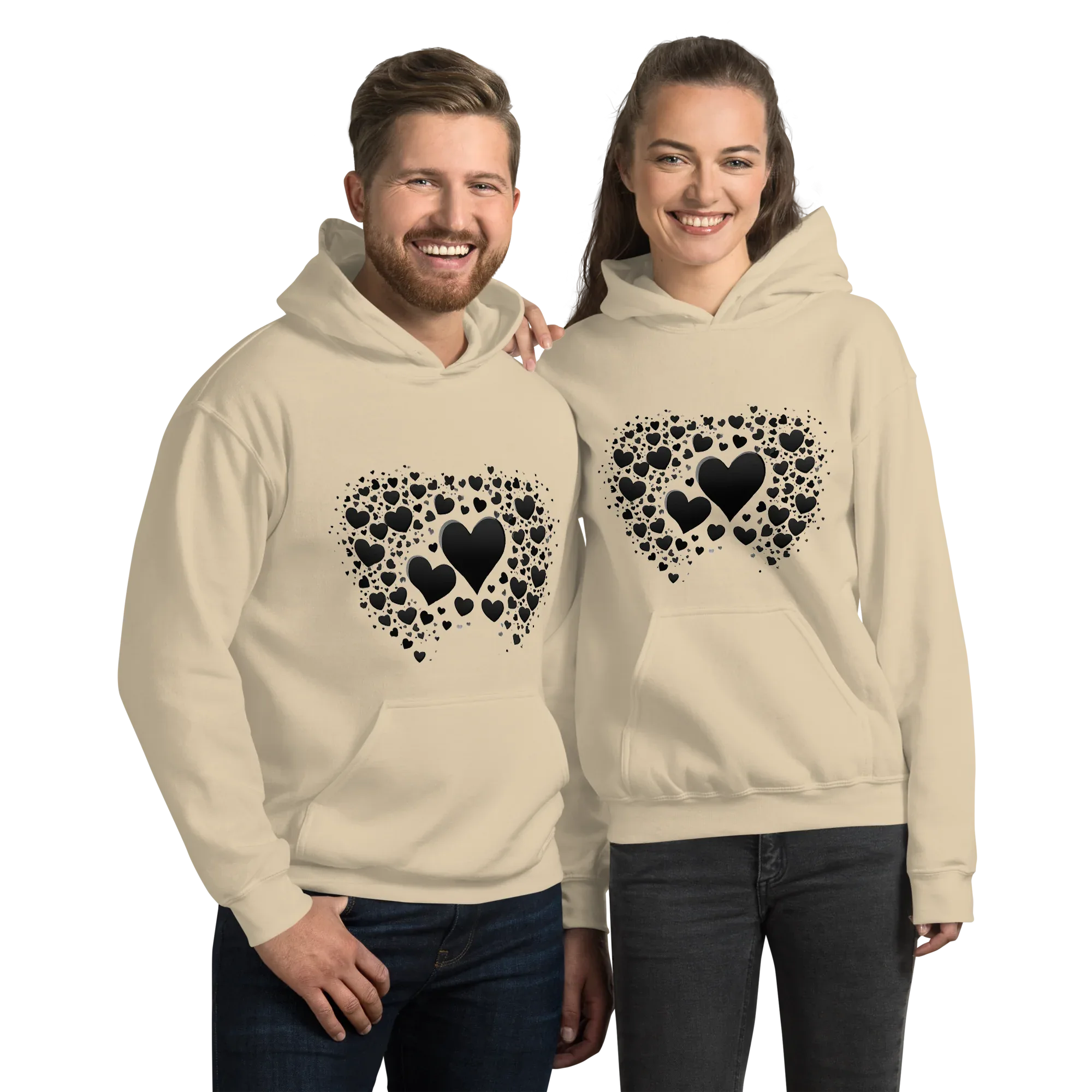 Unisex | Black Hearts Hoodie Sand hoodie AwRans Clothing unisex-heavy-blend-hoodie-sand-front-65f05b609b0b9