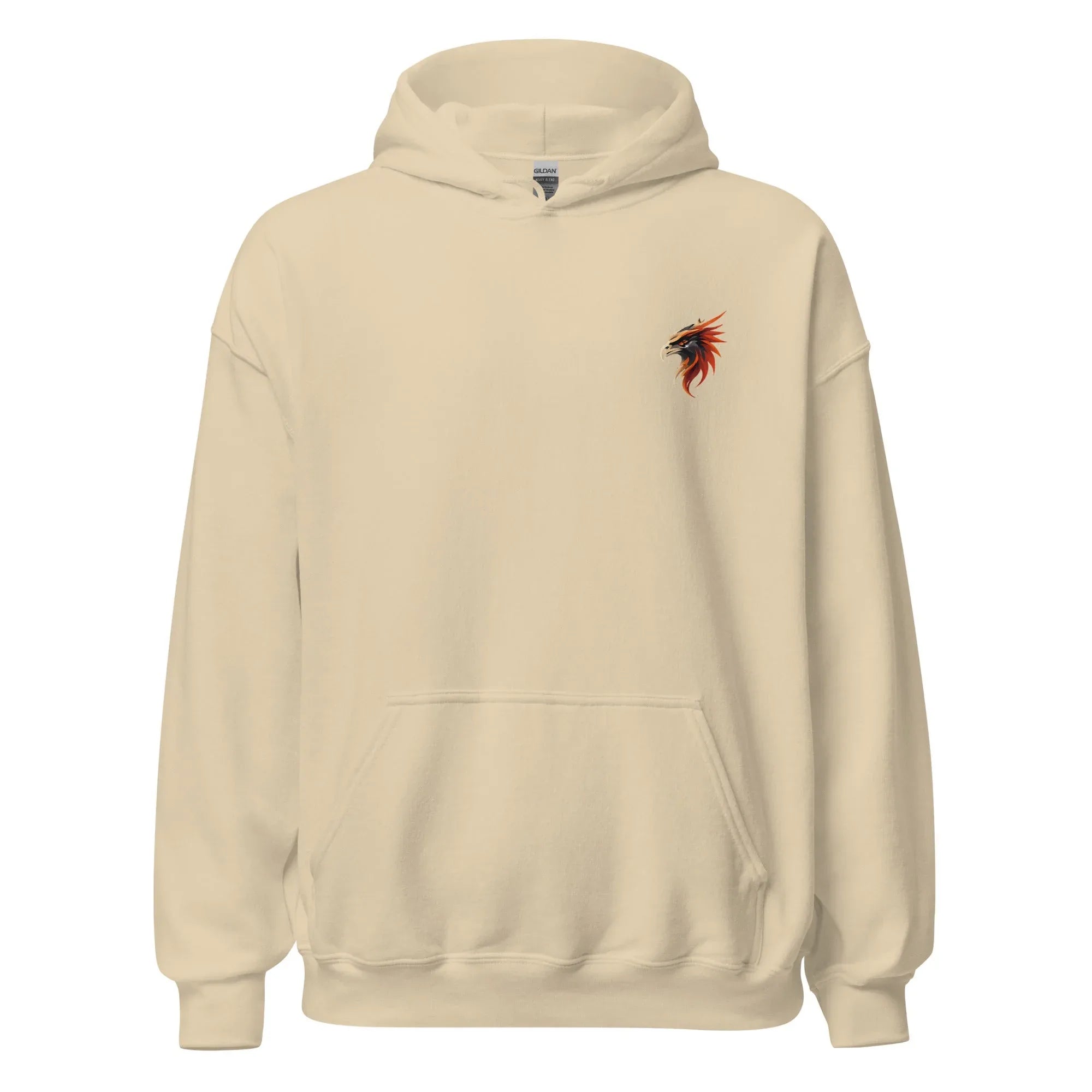 Unisex | Phoenix's Anger Hoodie Sand hoodie AwRans Clothing unisex-heavy-blend-hoodie-sand-front-6633831690d6b