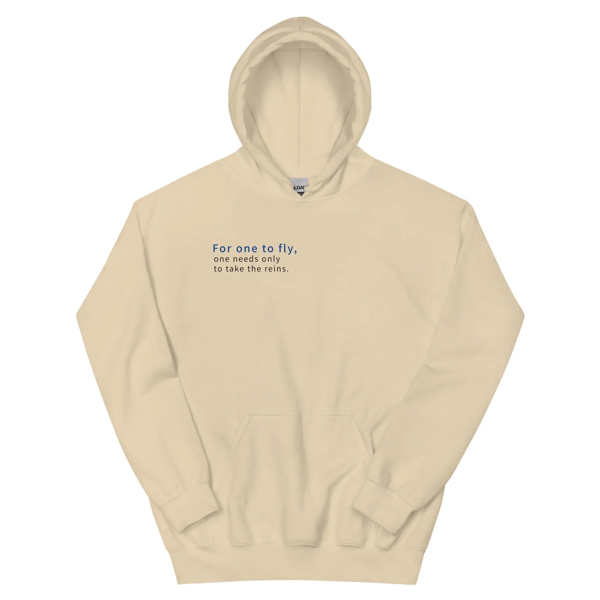Unisex | For One To Fly One Needs Only To Take The Reins Hoodie Sand hoodie AwRans Clothing unisex-heavy-blend-hoodie-sand-front-663ffdefa4a7a
