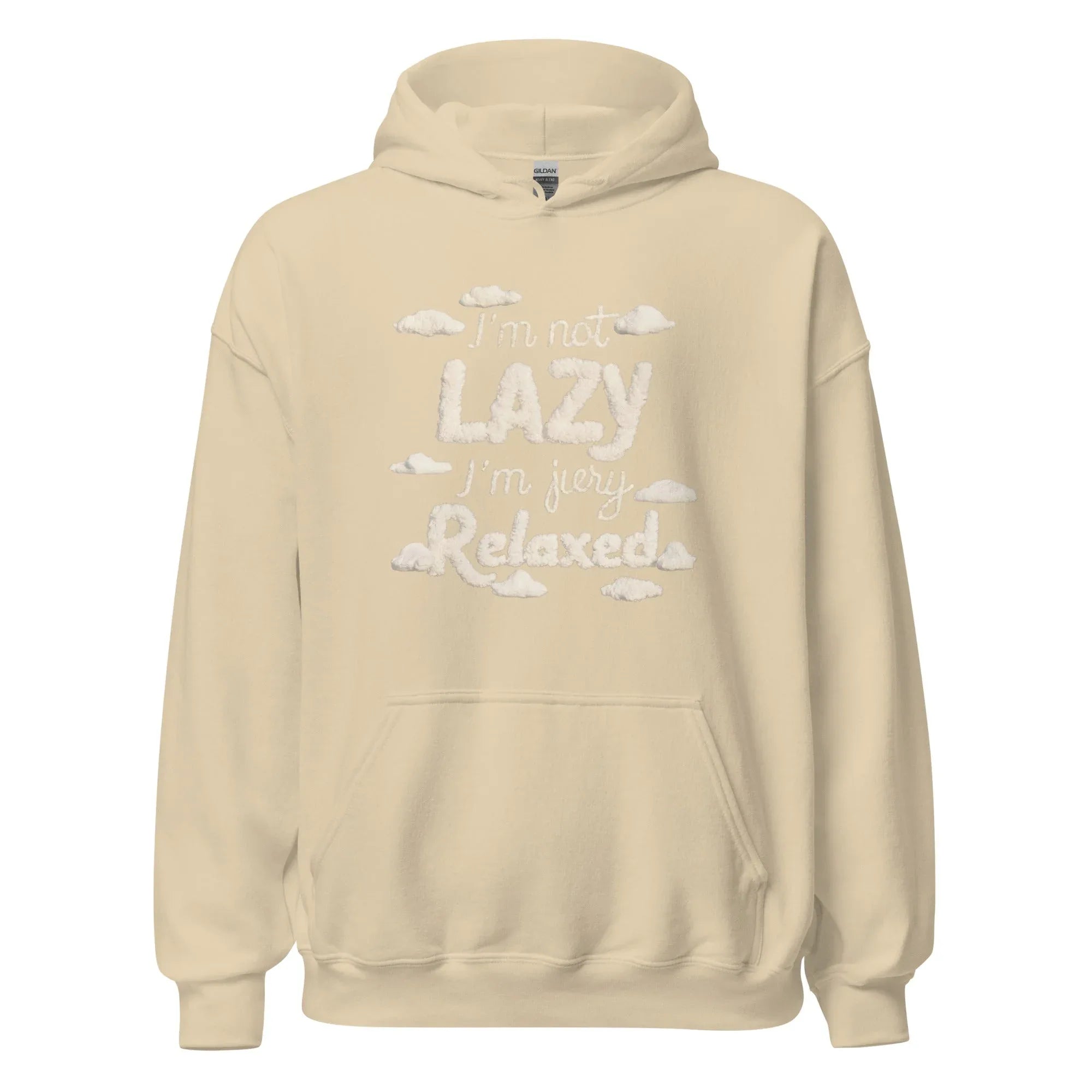 Unisex | I'm Not Lazy I'm Just Relaxed Hoodie Sand hoodie AwRans Clothing unisex-heavy-blend-hoodie-sand-front-665ca184ad119