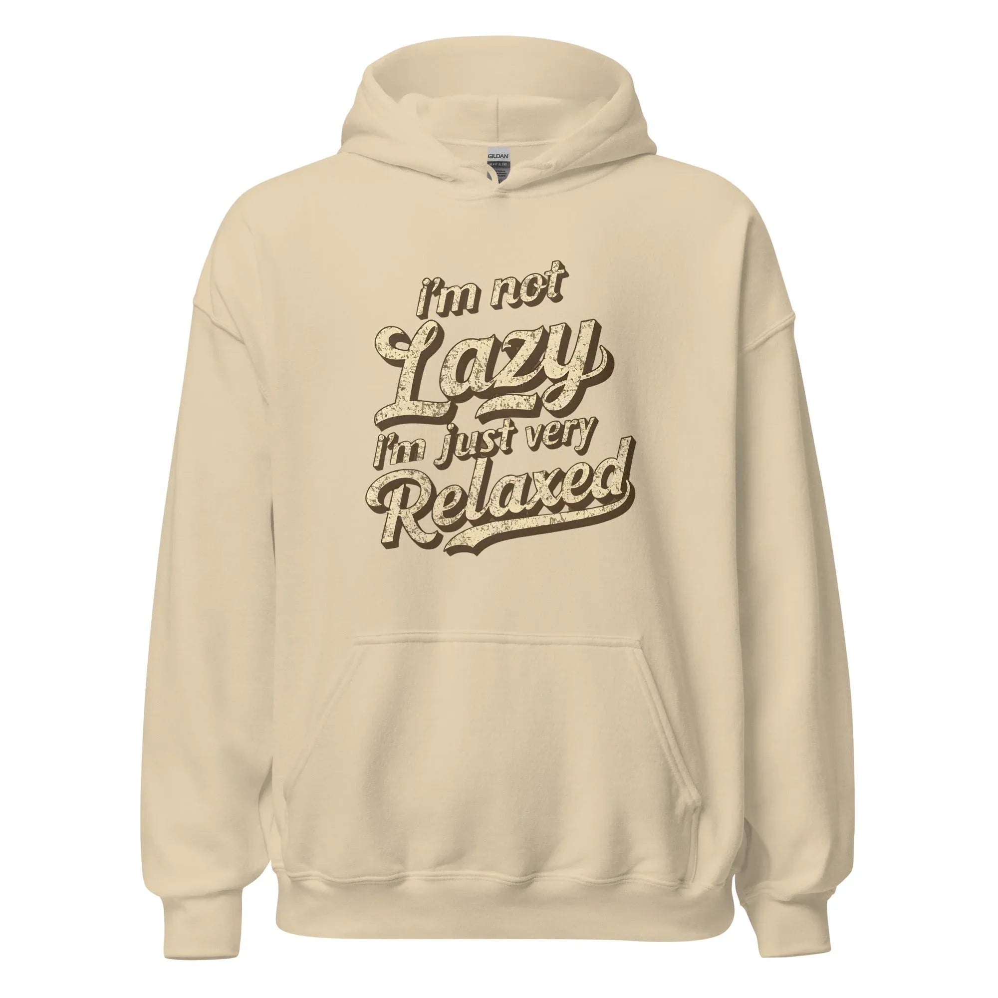 Unisex | I'm Not Lazy - I'm Just Relaxed Hoodie Sand hoodie AwRans Clothing unisex-heavy-blend-hoodie-sand-front-665d2f2bf01f6
