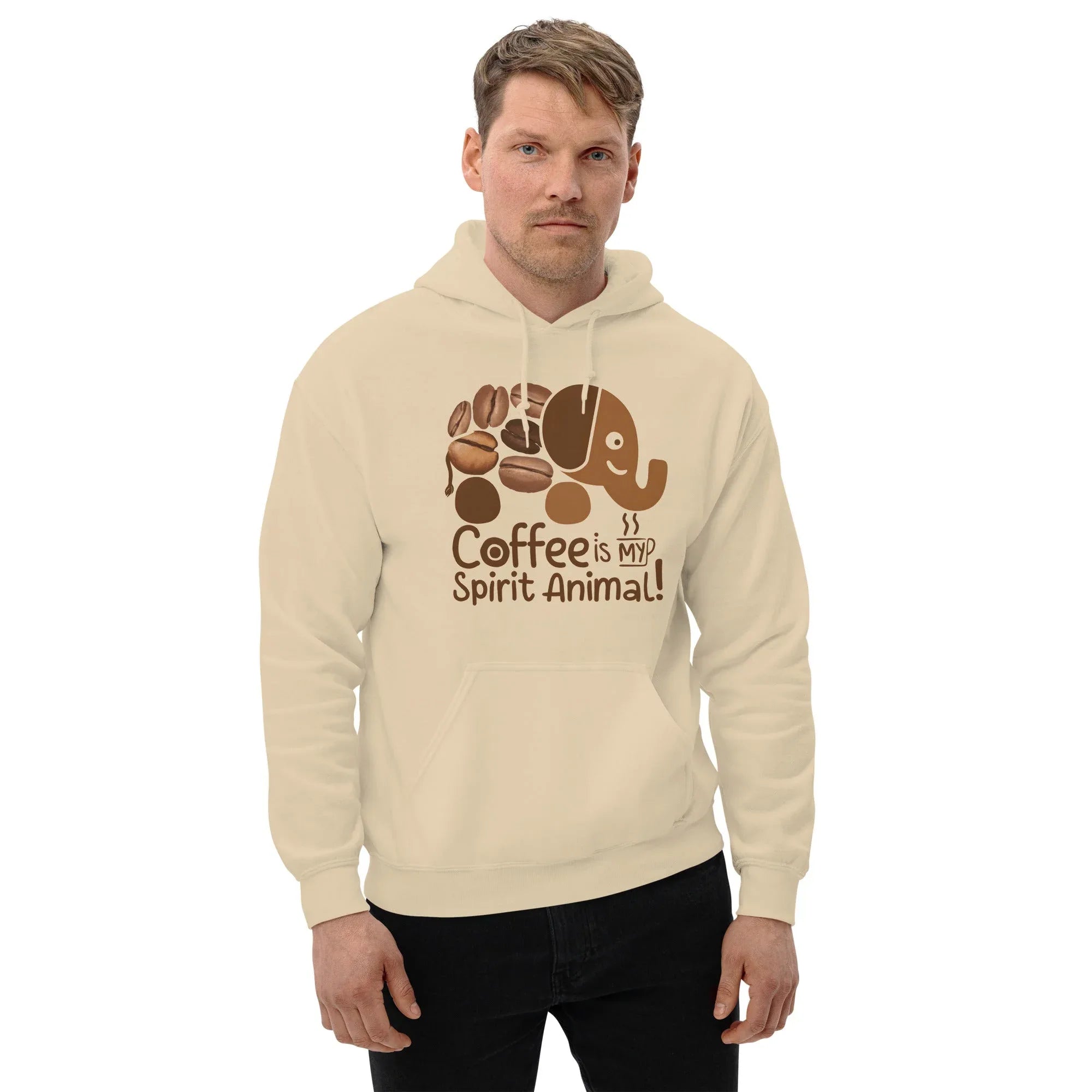 Unisex Hoodie | Coffee Is My Spirit Animal hoodie AwRans Clothing unisex-heavy-blend-hoodie-sand-front-681654aaf33f1