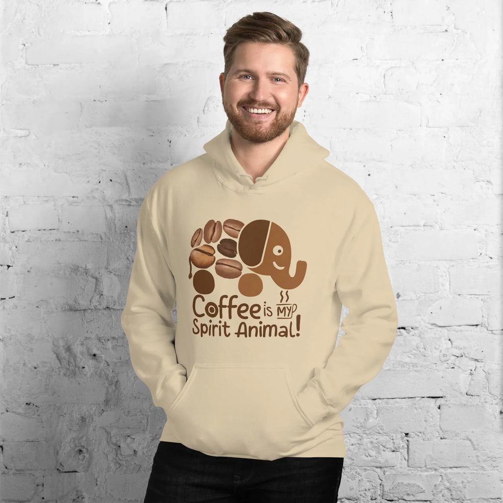 Unisex Hoodie | Coffee Is My Spirit Animal hoodie AwRans Clothing unisex-heavy-blend-hoodie-sand-front-681654ab13562
