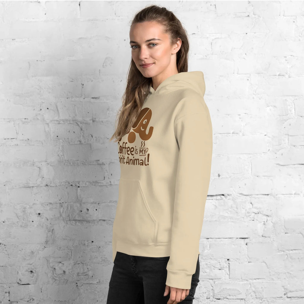 Unisex Hoodie | Coffee Is My Spirit Animal hoodie AwRans Clothing unisex-heavy-blend-hoodie-sand-left-front-681654aad7792