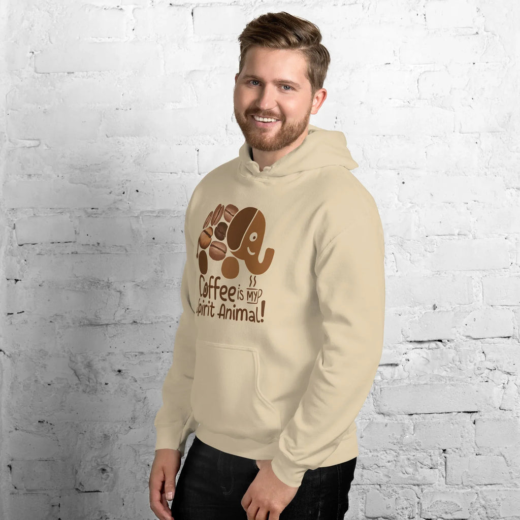 Unisex Hoodie | Coffee Is My Spirit Animal hoodie AwRans Clothing unisex-heavy-blend-hoodie-sand-left-front-681654aae9b35