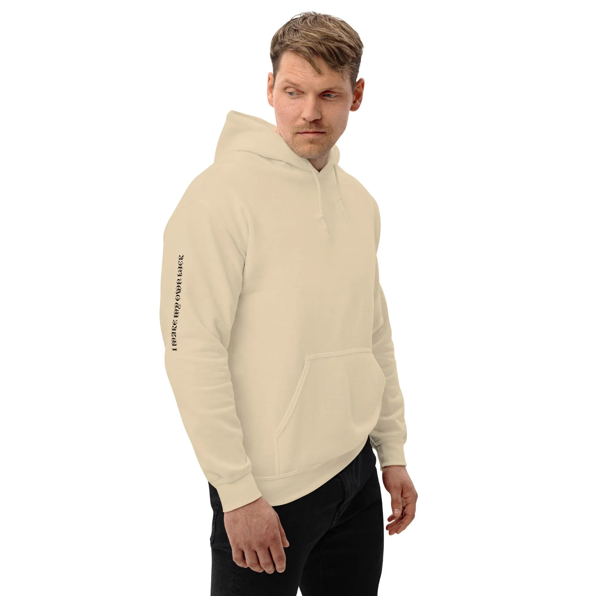 Men's | Your Luck Depends On Me Hoodie Sand hoodie AwRans Clothing unisex-heavy-blend-hoodie-sand-right-front-664037938841f