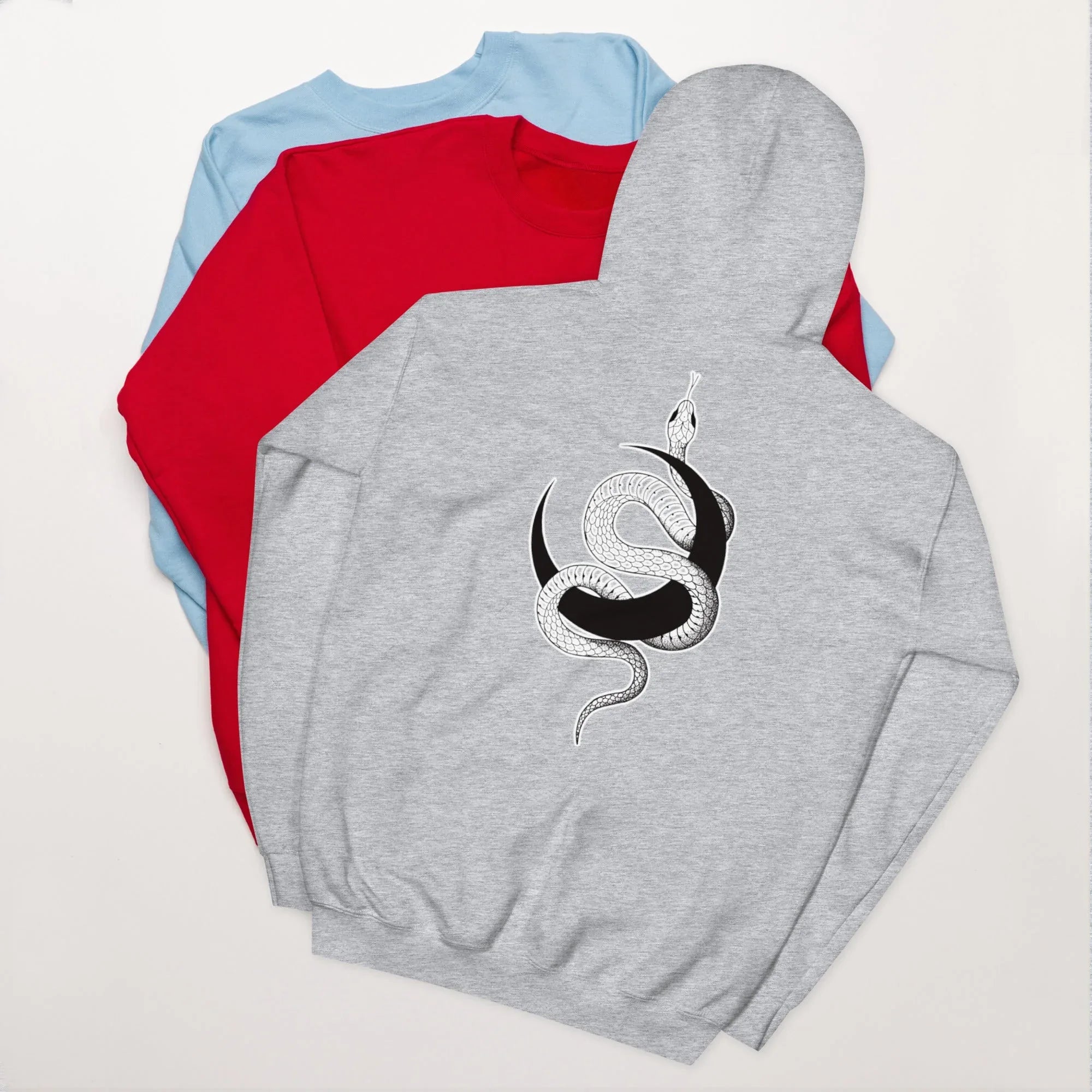 Unisex | Moon Snake Hoodie Sport Grey hoodie AwRans Clothing unisex-heavy-blend-hoodie-sport-grey-back-66403b39c6826