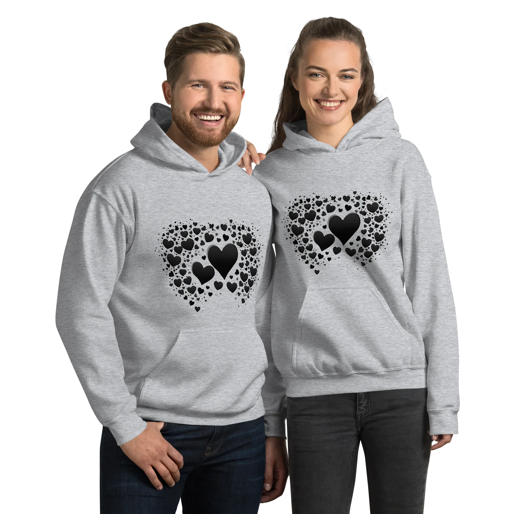 Unisex | Black Hearts Hoodie Sport Grey hoodie AwRans Clothing unisex-heavy-blend-hoodie-sport-grey-front-65f05b6093cf6