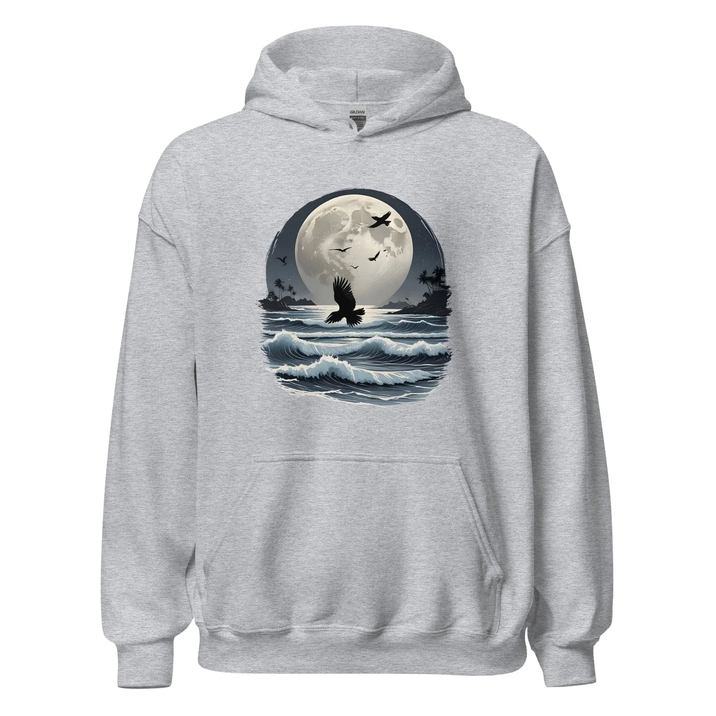 Unisex | Moonlight, Crow, Beach - Hoodie - AwRans Clothing