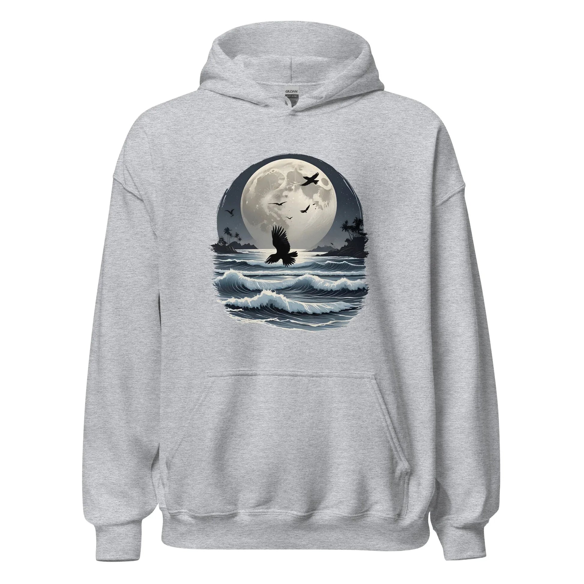 Unisex | Moonlight, Crow, Beach - Hoodie - AwRans Clothing