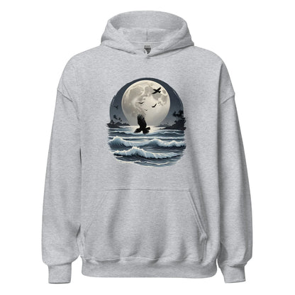 Unisex | Moonlight, Crow, Beach - Hoodie - AwRans Clothing