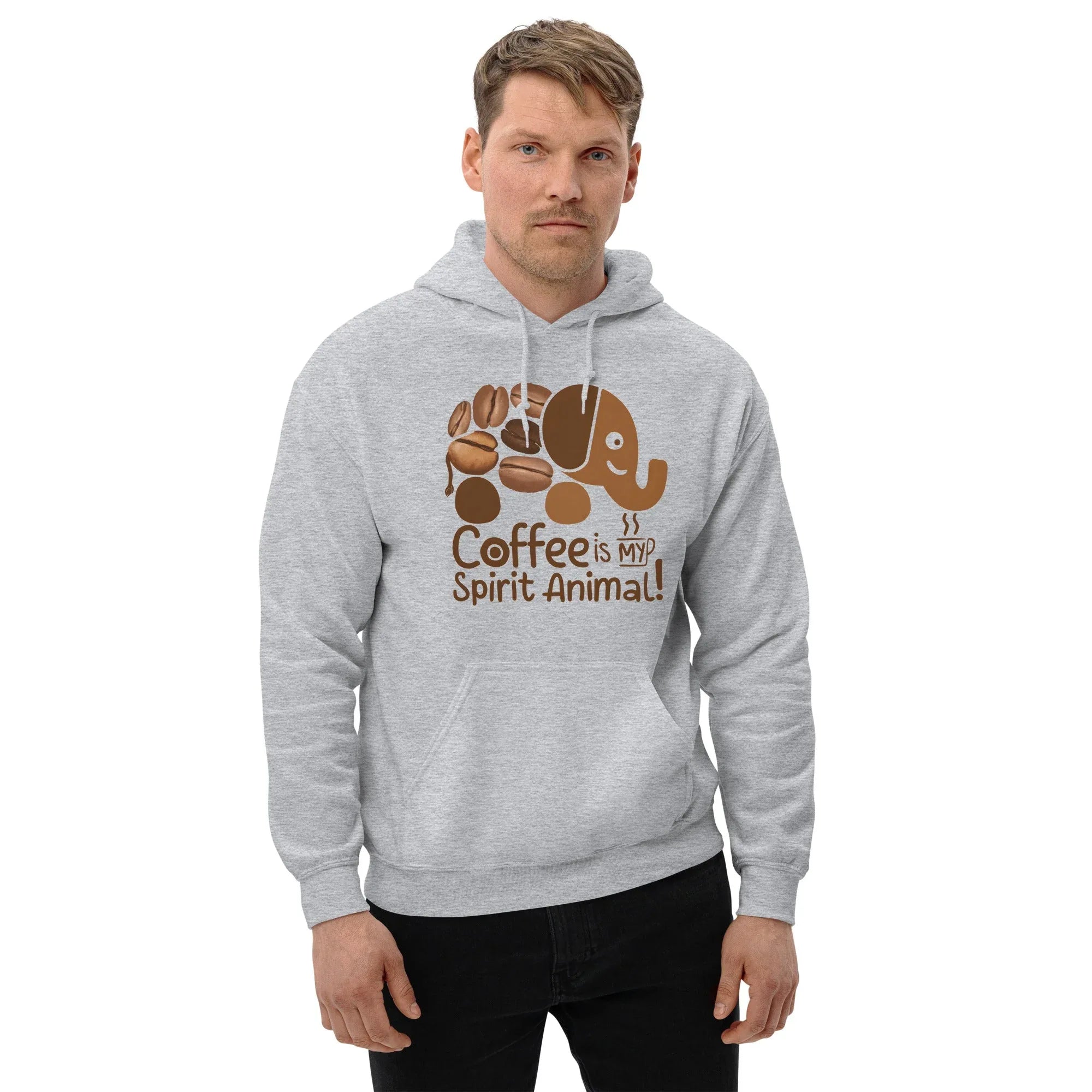 Unisex Hoodie | Coffee Is My Spirit Animal hoodie AwRans Clothing unisex-heavy-blend-hoodie-sport-grey-front-681654aa4fe14