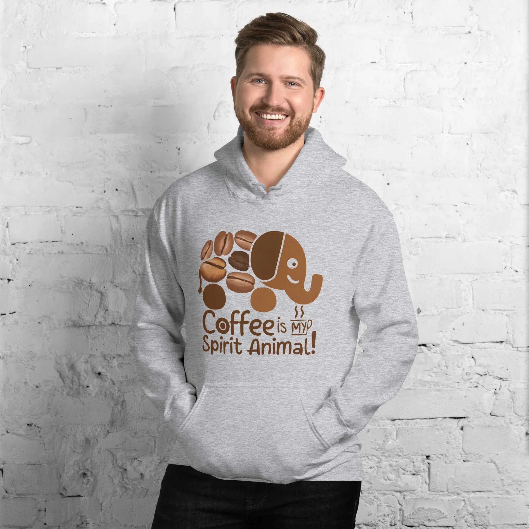 Unisex Hoodie | Coffee Is My Spirit Animal hoodie AwRans Clothing unisex-heavy-blend-hoodie-sport-grey-front-681654aa5800a