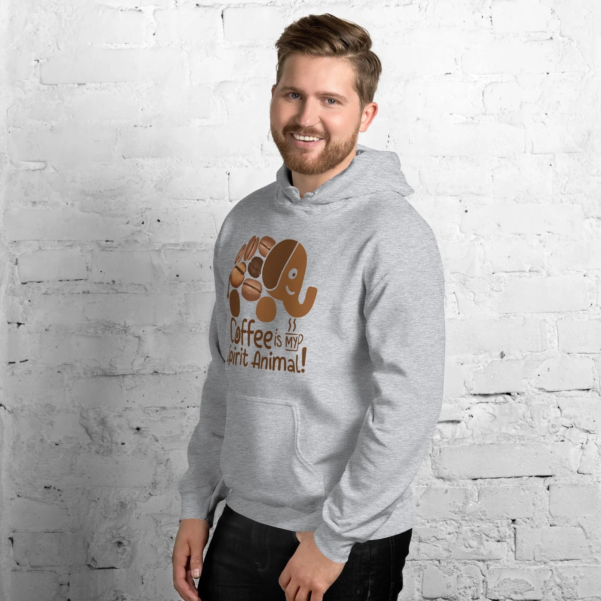 Unisex Hoodie | Coffee Is My Spirit Animal hoodie AwRans Clothing unisex-heavy-blend-hoodie-sport-grey-left-front-681654aa4647e