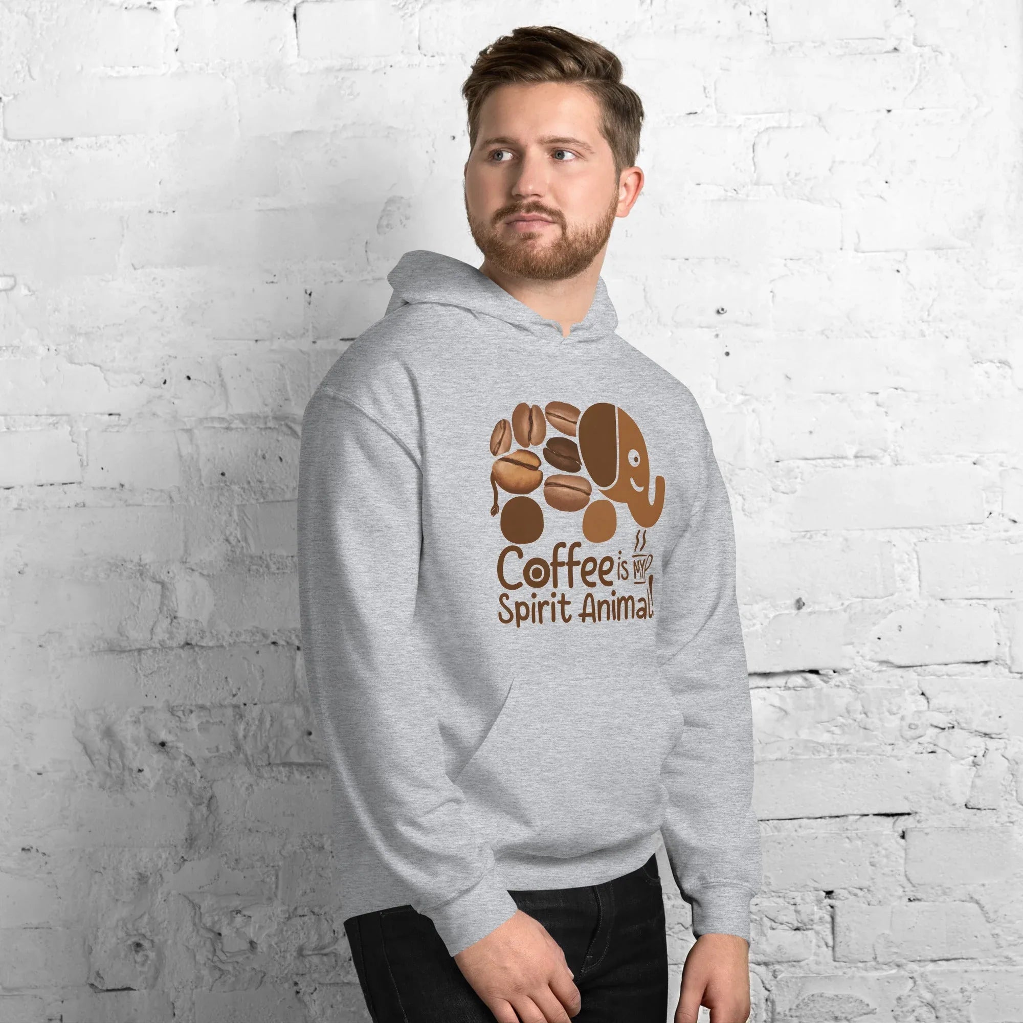 Unisex Hoodie | Coffee Is My Spirit Animal hoodie AwRans Clothing unisex-heavy-blend-hoodie-sport-grey-right-front-681654aa4b1bb