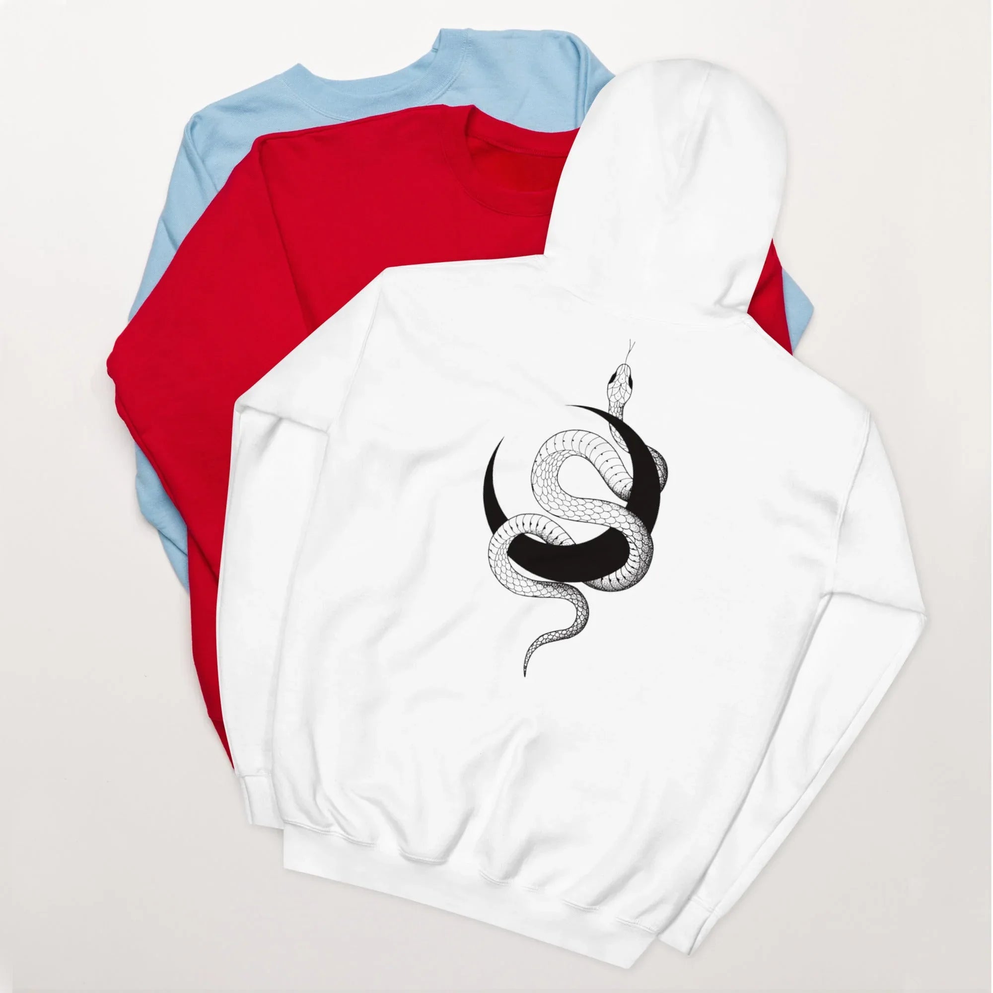 Unisex | Moon Snake Hoodie White hoodie AwRans Clothing unisex-heavy-blend-hoodie-white-back-66403b39d5b8a