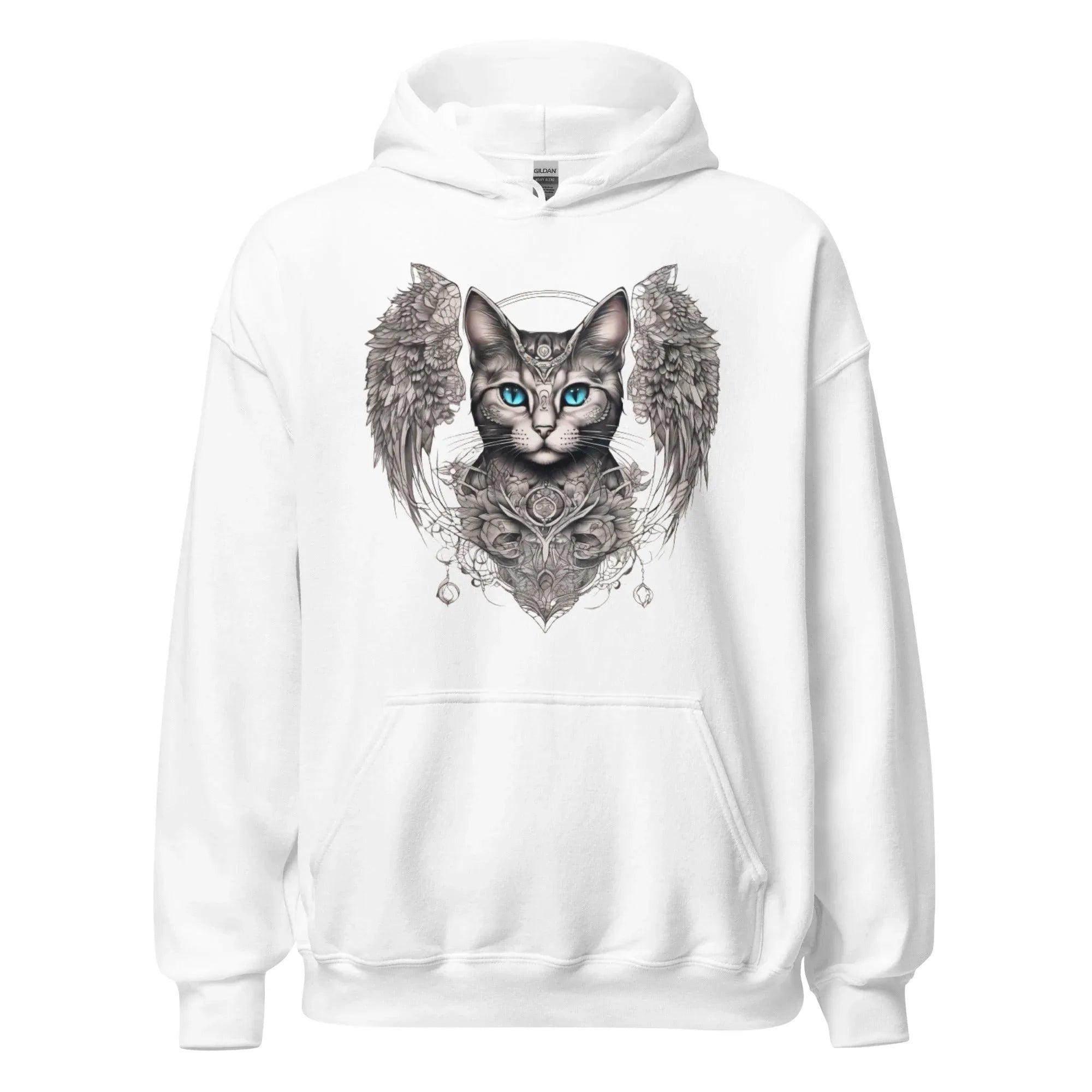 Women's | Cat With Wings Hoodie Hoodie AwRans Clothing unisex-heavy-blend-hoodie-white-front-65dbd09d75ea5