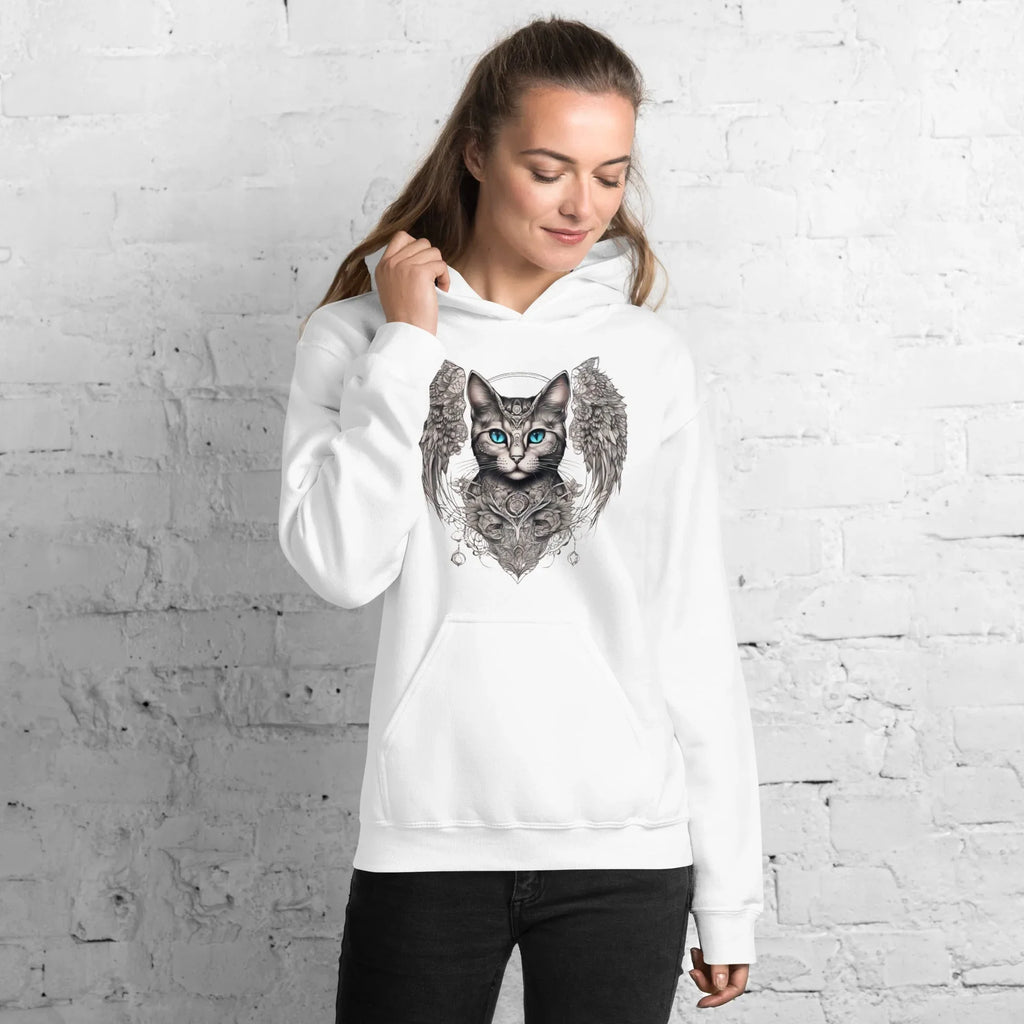 Women's | Cat With Wings Hoodie Hoodie AwRans Clothing unisex-heavy-blend-hoodie-white-front-65dbd09d930e5