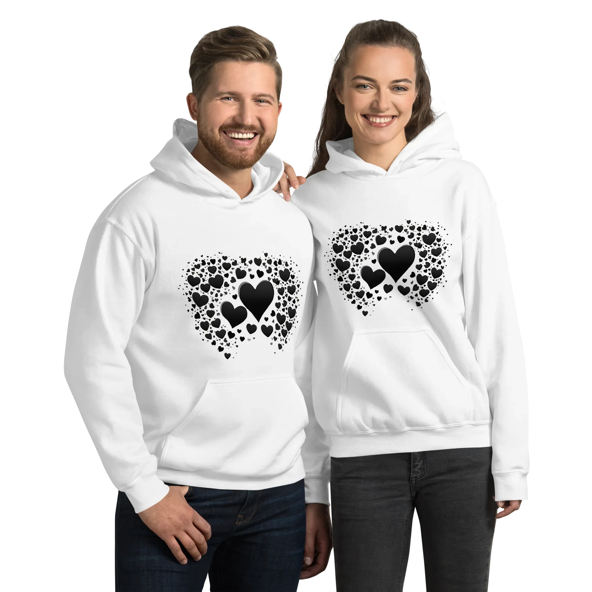Unisex | Black Hearts Hoodie White hoodie AwRans Clothing unisex-heavy-blend-hoodie-white-front-65f05b60a3f12