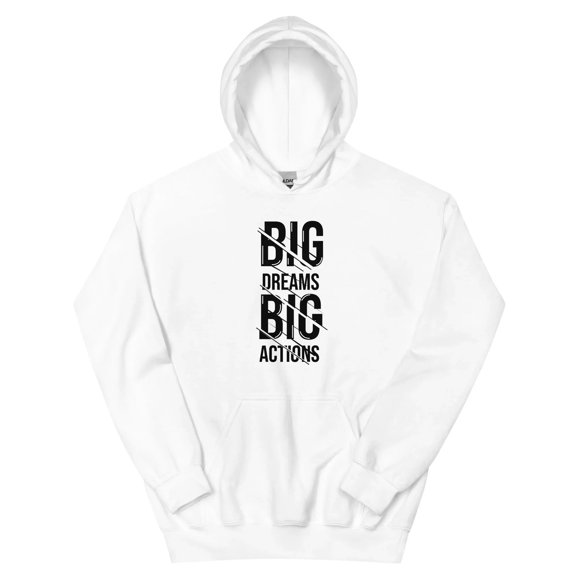 Unisex | Big Dreams Big Actions Hoodie White hoodie AwRans Clothing unisex-heavy-blend-hoodie-white-front-66316e4113bcf