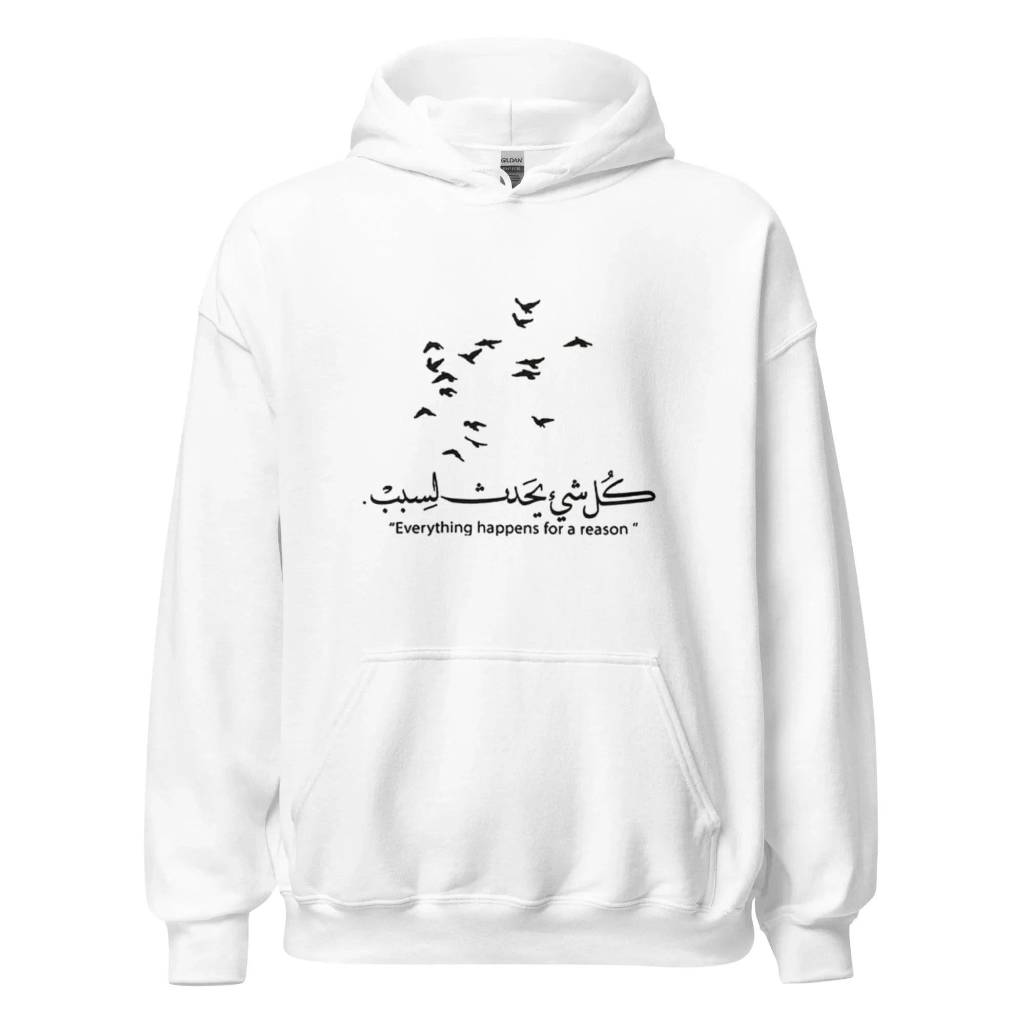 ARABIC Unisex | Everything Happens For A Reason Hoodie White hoodie AwRans Clothing unisex-heavy-blend-hoodie-white-front-66337ec9aef38