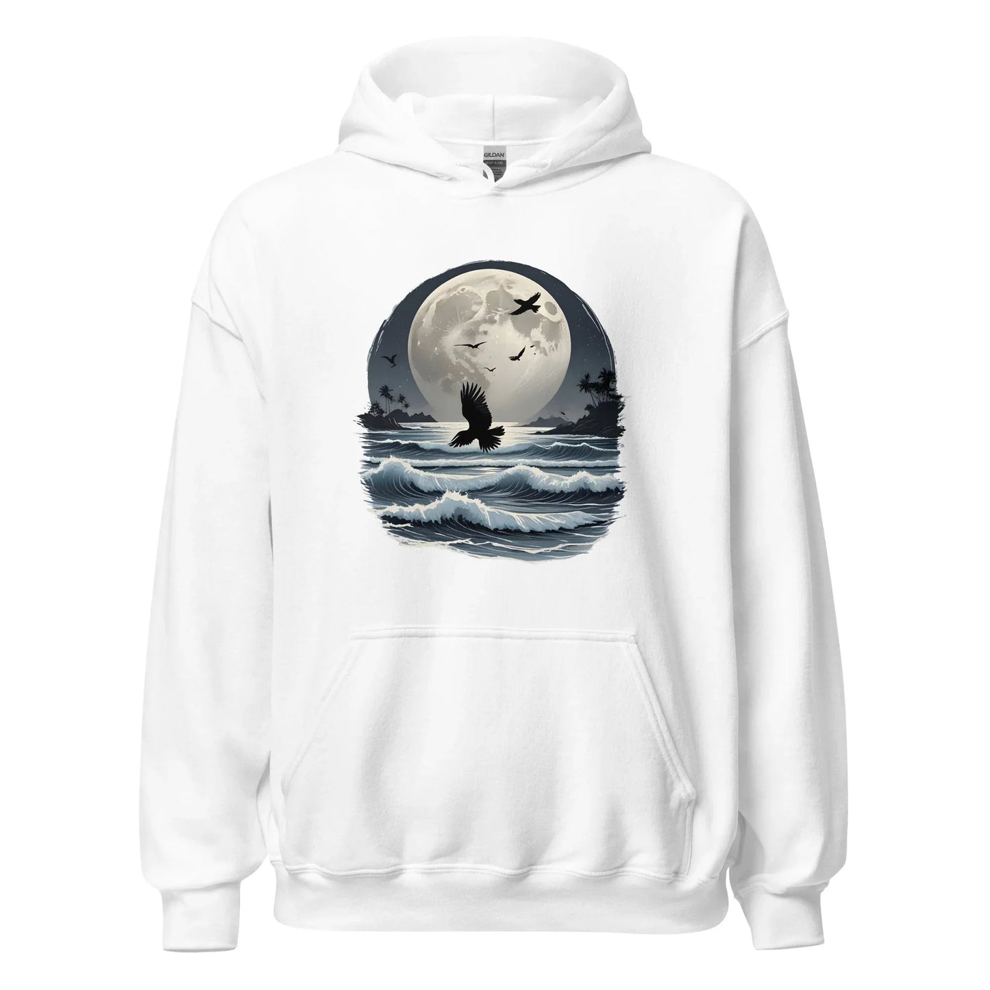 Unisex | Moonlight, Crow, Beach - Hoodie - AwRans Clothing