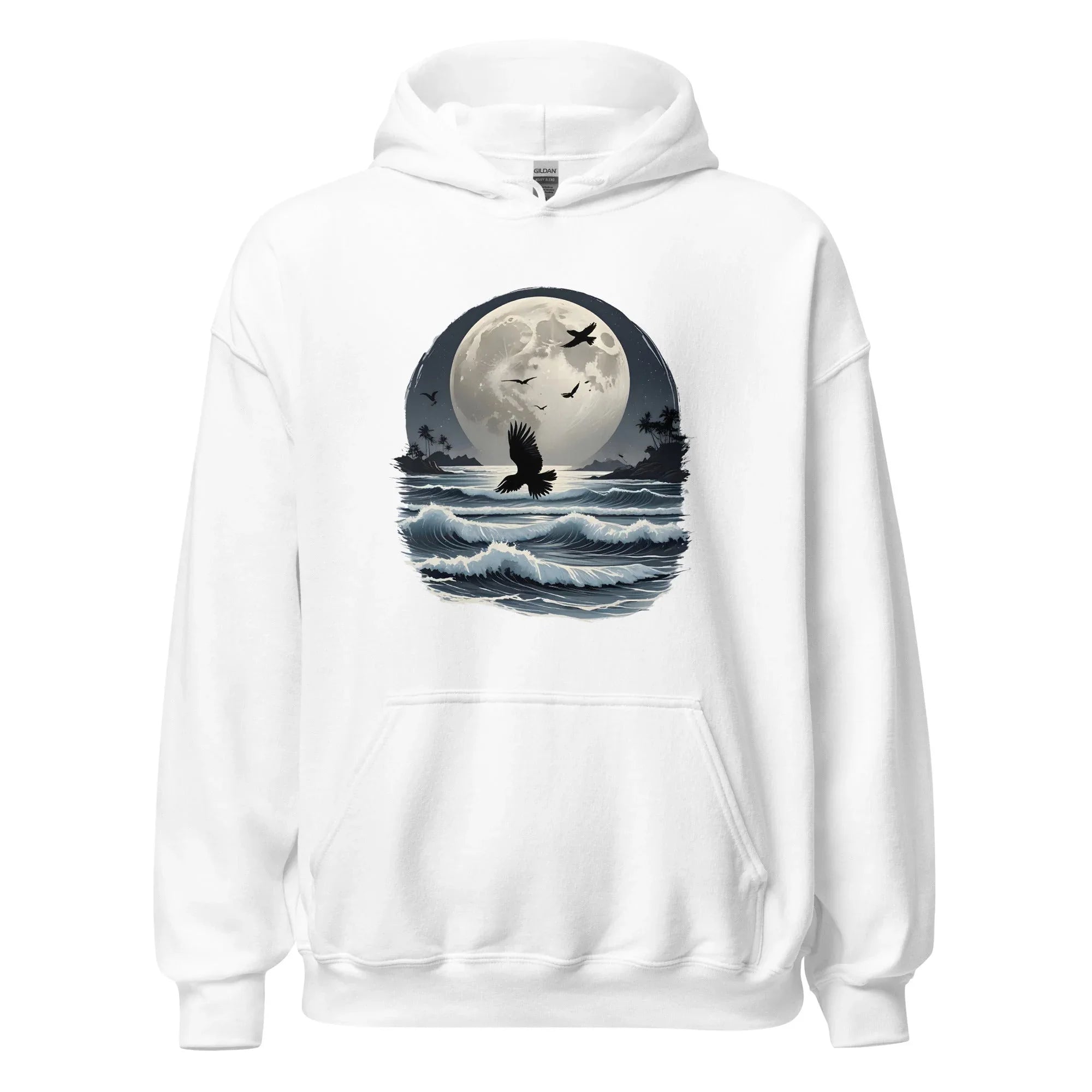 Unisex | Moonlight, Crow, Beach - Hoodie - AwRans Clothing