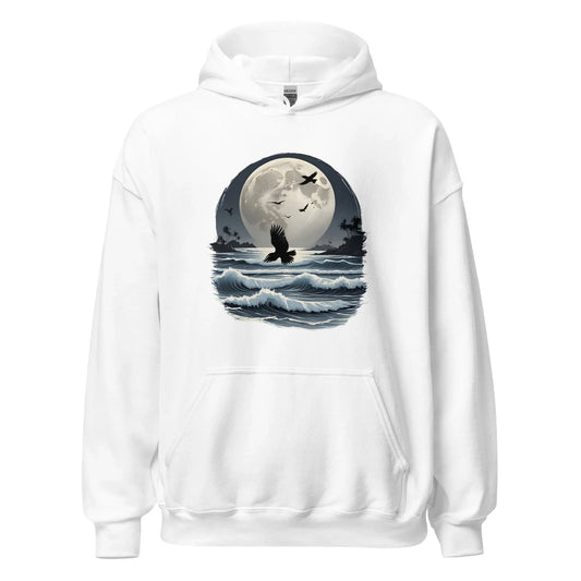 Unisex | Moonlight, Crow, Beach - Hoodie - AwRans Clothing