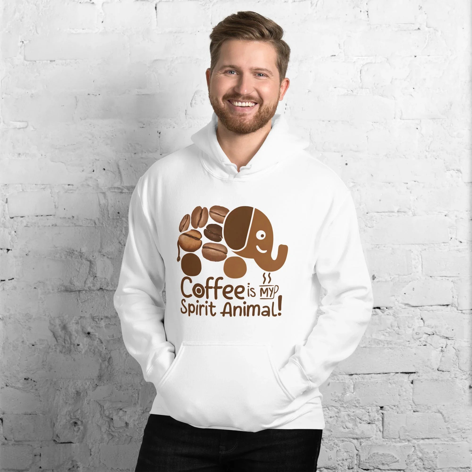 Unisex Hoodie | Coffee Is My Spirit Animal hoodie AwRans Clothing unisex-heavy-blend-hoodie-white-front-681654aa10c6b