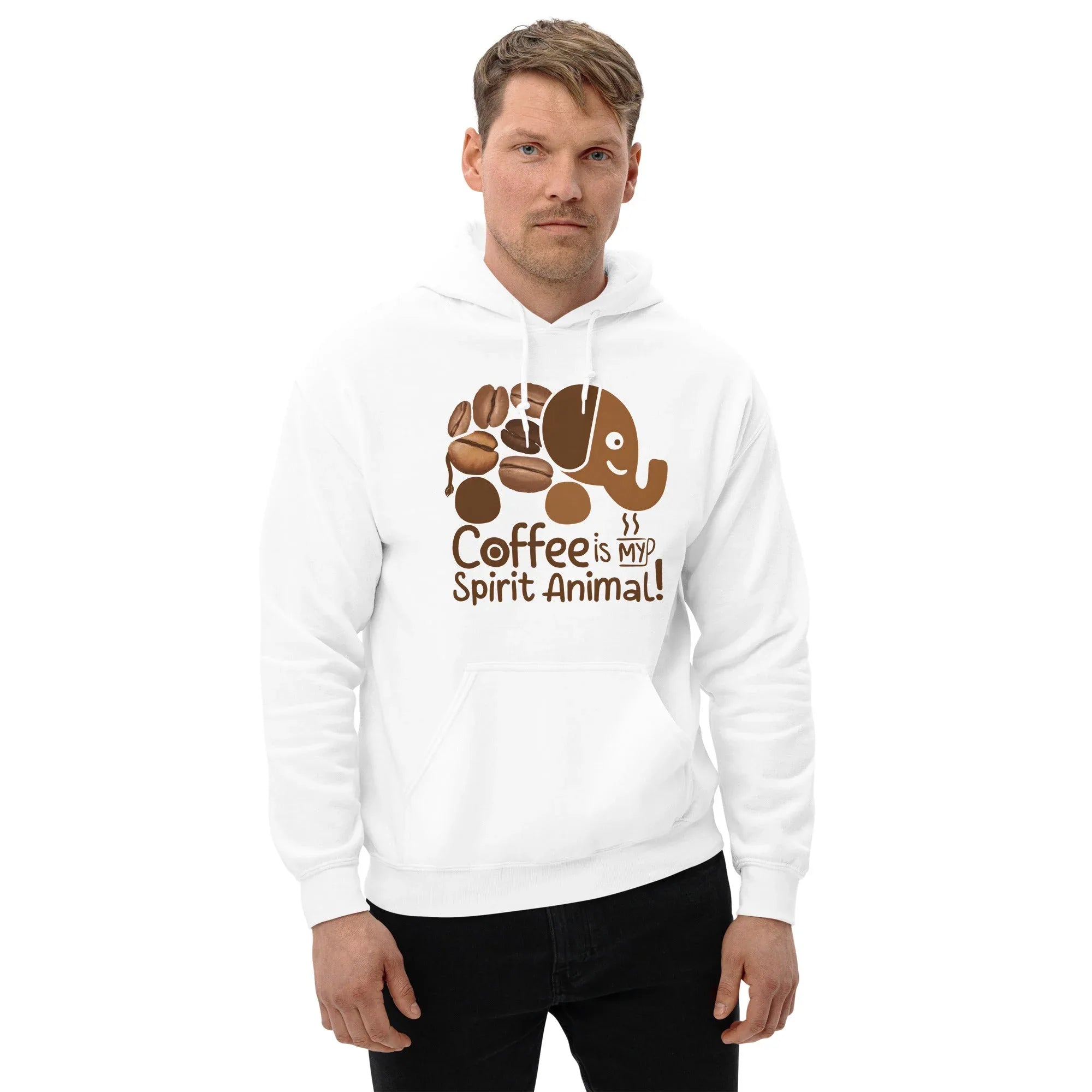 Unisex Hoodie | Coffee Is My Spirit Animal hoodie AwRans Clothing unisex-heavy-blend-hoodie-white-front-681654aa19b61