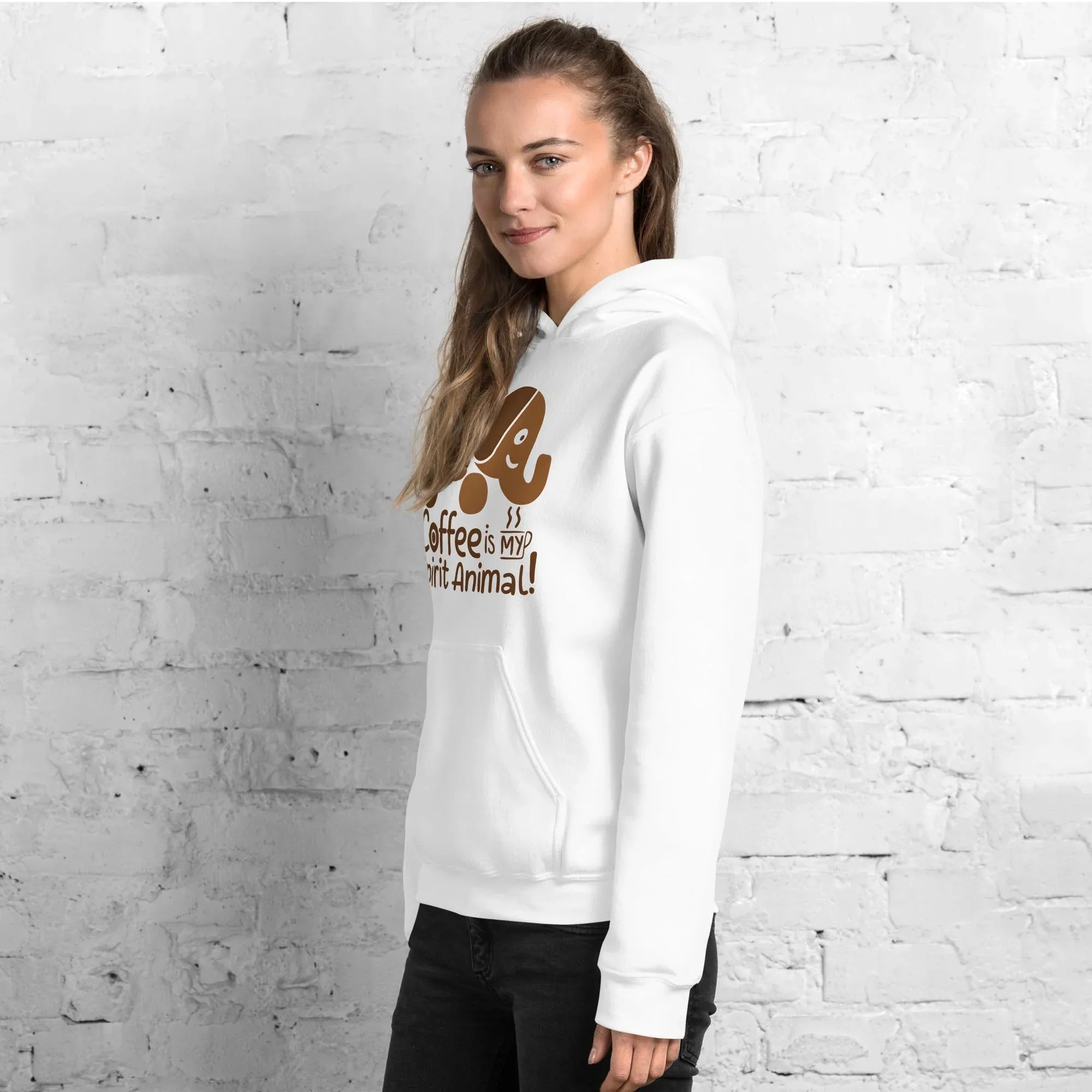 Unisex Hoodie | Coffee Is My Spirit Animal hoodie AwRans Clothing unisex-heavy-blend-hoodie-white-left-front-681654a9e29b4
