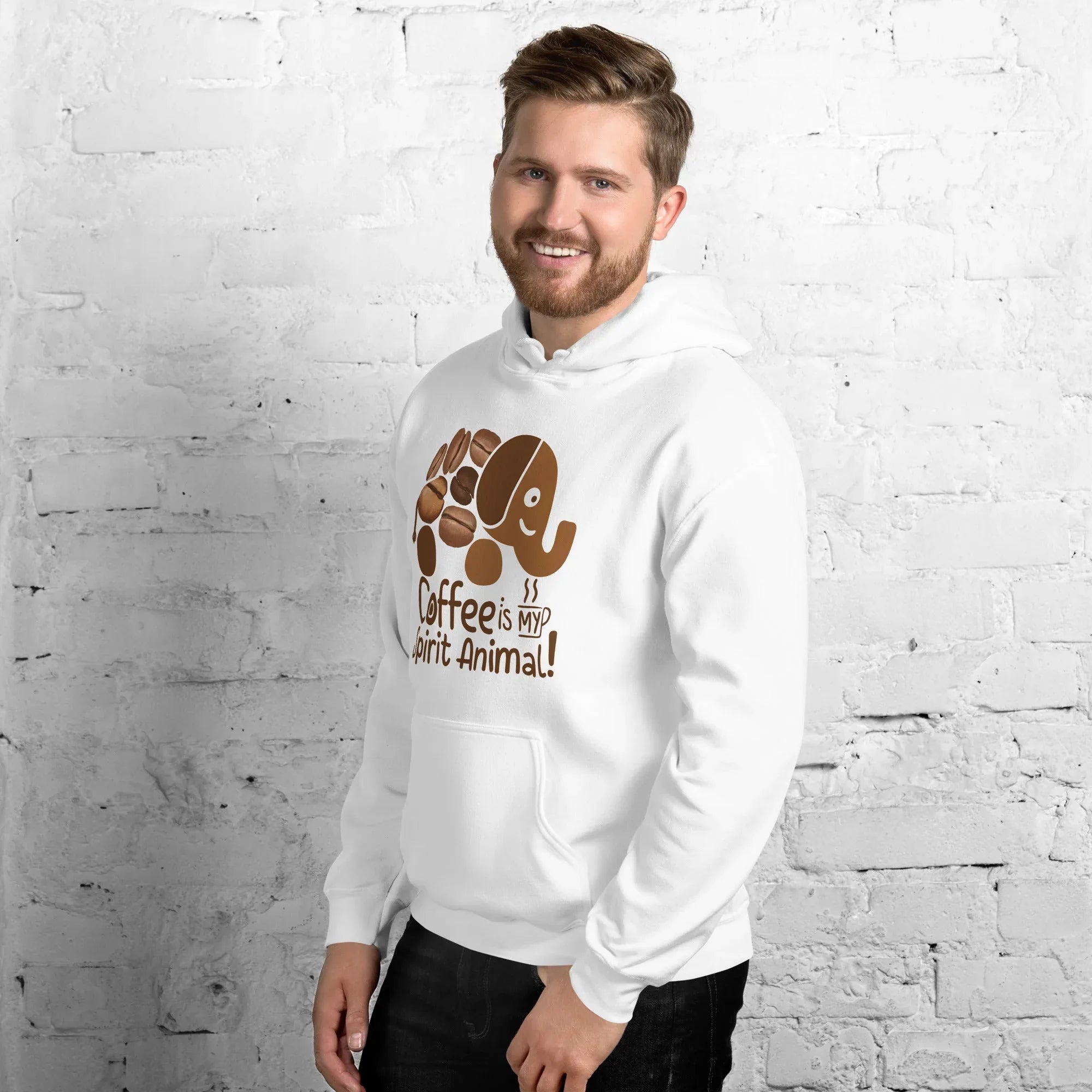 Unisex Hoodie | Coffee Is My Spirit Animal hoodie AwRans Clothing unisex-heavy-blend-hoodie-white-left-front-681654a9eb56c