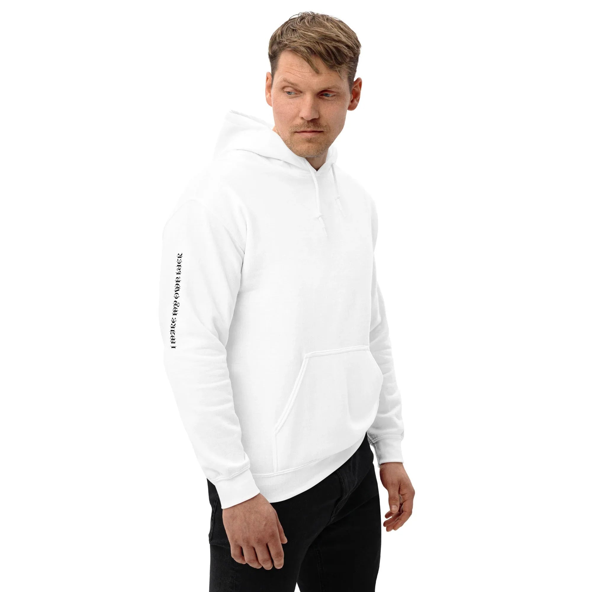 Men's | Your Luck Depends On Me Hoodie White hoodie AwRans Clothing unisex-heavy-blend-hoodie-white-right-front-6640379337c9c