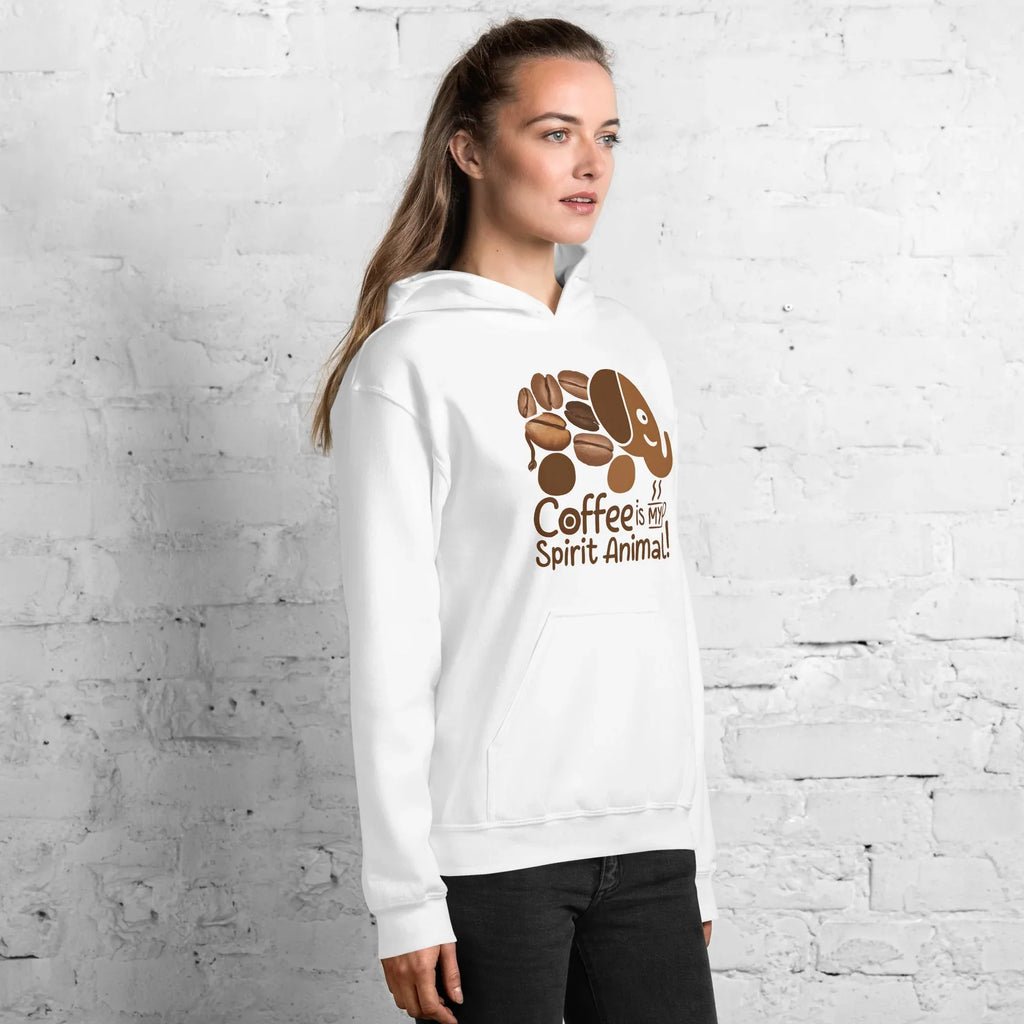 Unisex Hoodie | Coffee Is My Spirit Animal hoodie AwRans Clothing unisex-heavy-blend-hoodie-white-right-front-681654a9d9ed1