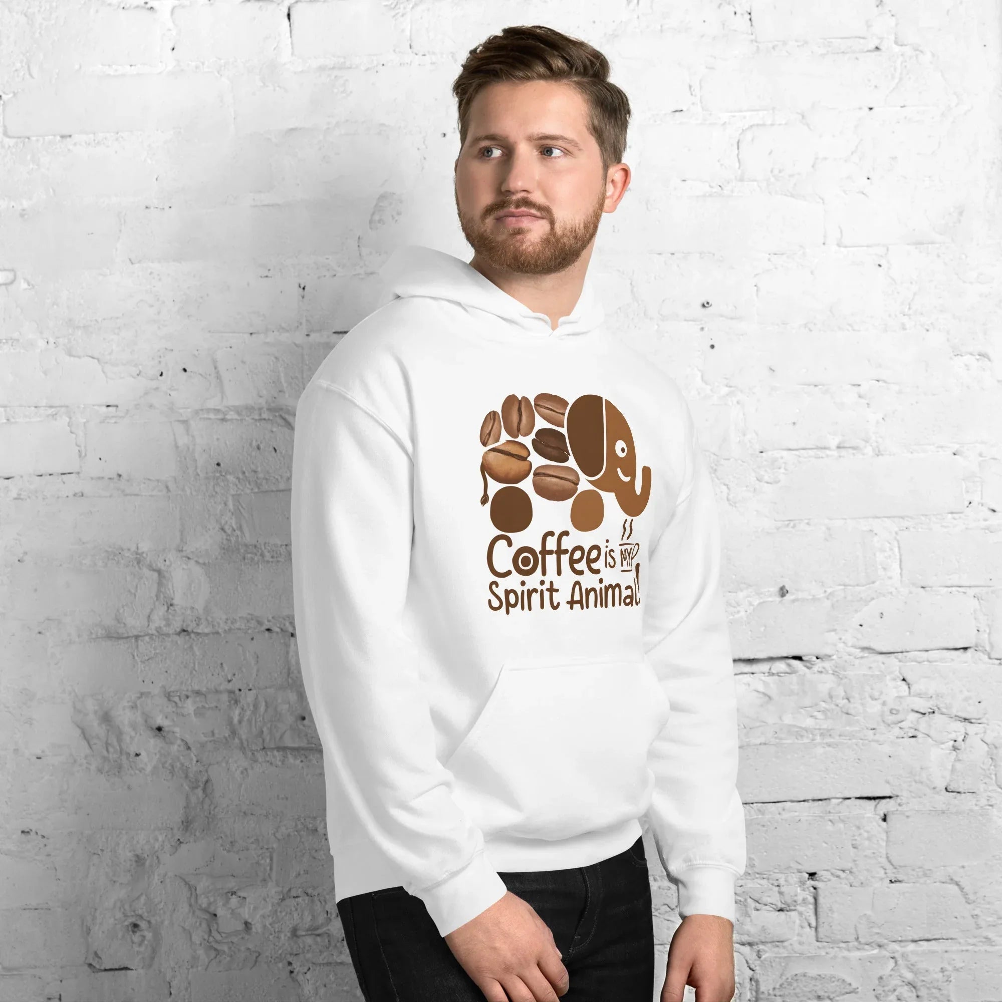 Unisex Hoodie | Coffee Is My Spirit Animal hoodie AwRans Clothing unisex-heavy-blend-hoodie-white-right-front-681654a9f3f81