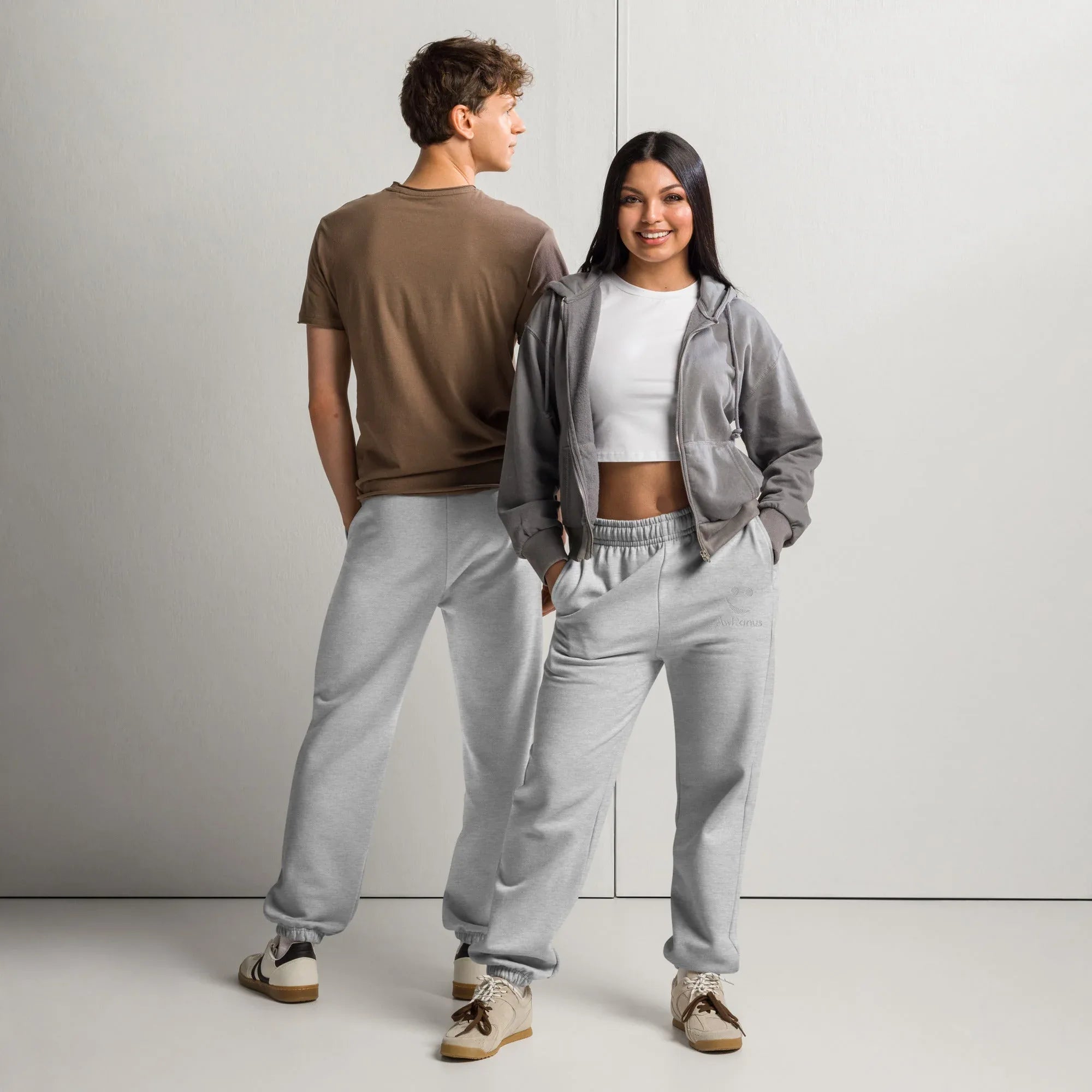 AwRans | Premium Unisex Heavyweight Sweatpants Heavyweight Sweatpants AwRans Clothing unisex-heavyweight-sweatpants-athletic-heather-front-and-back-688d51b8df9cd
