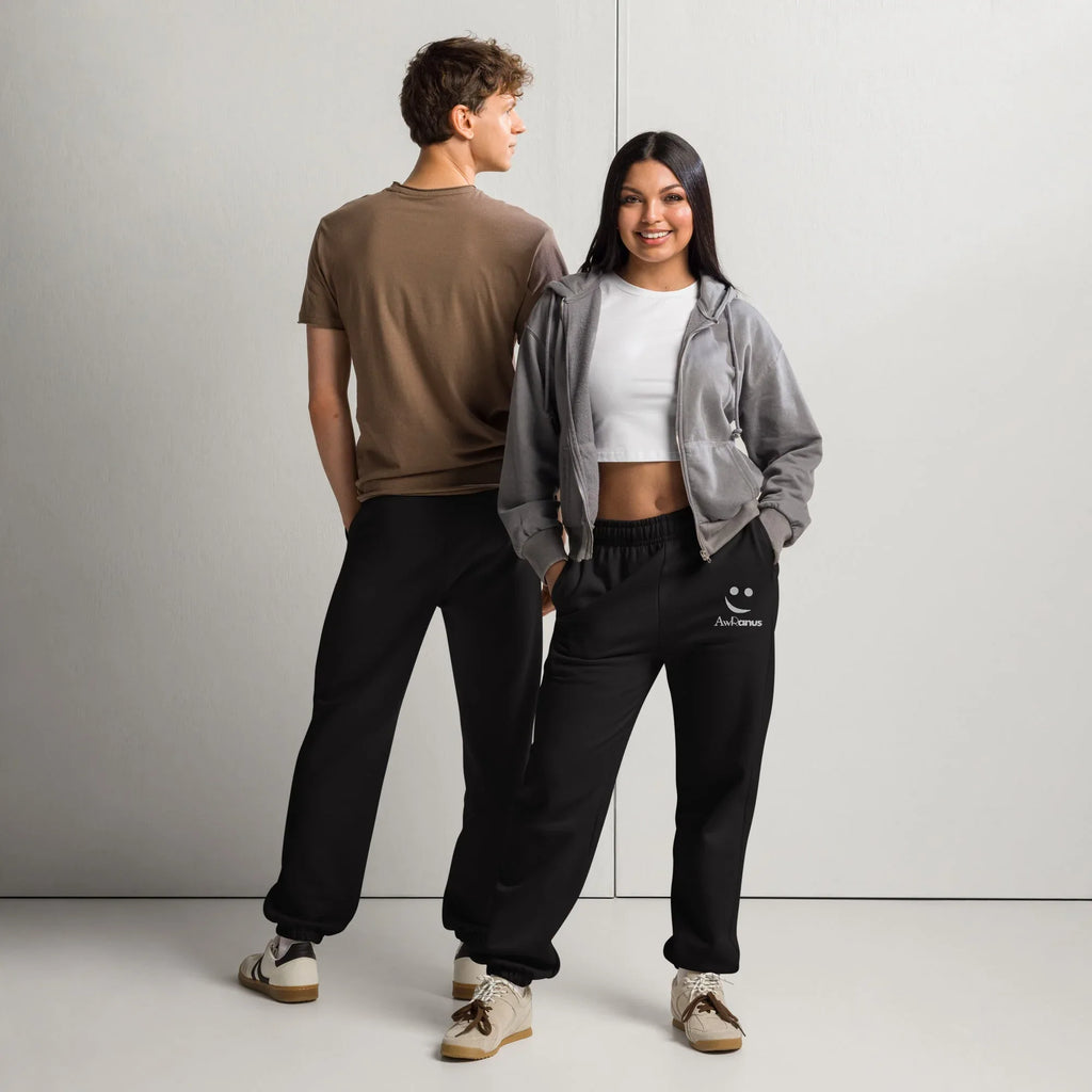 AwRans | Premium Unisex Heavyweight Sweatpants Heavyweight Sweatpants AwRans Clothing unisex-heavyweight-sweatpants-black-front-and-back-688d51b8de5c1