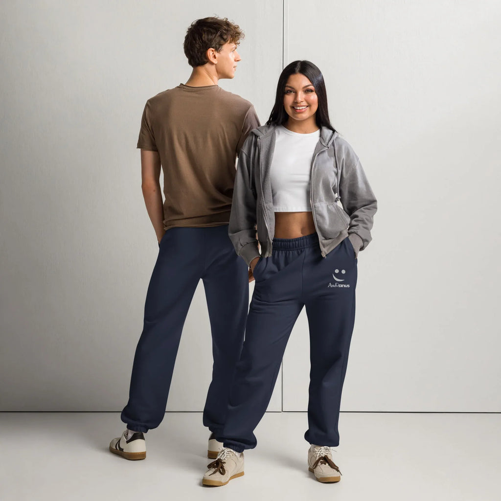 AwRans | Premium Unisex Heavyweight Sweatpants Heavyweight Sweatpants AwRans Clothing unisex-heavyweight-sweatpants-navy-front-and-back-688d51b8de943