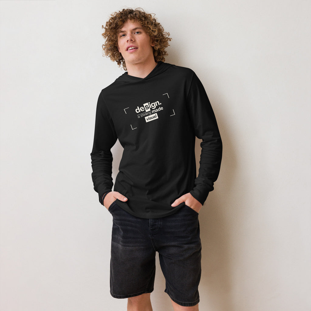 Unisex Hooded Long-Sleeve Tee | Design Is Thinking Made Visual Hooded long-sleeve tee AwRans Clothing unisex-hooded-long-sleeve-tee-black-front-67eb9b1110911